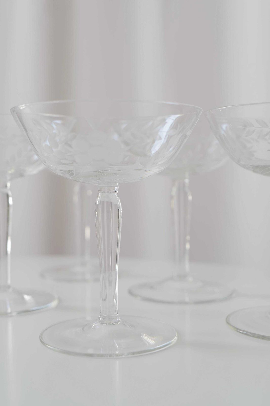 5 Vintage Crystal Glass Champagne Coupes. Mother's Day Gift @ Medowski Paris photo vintage