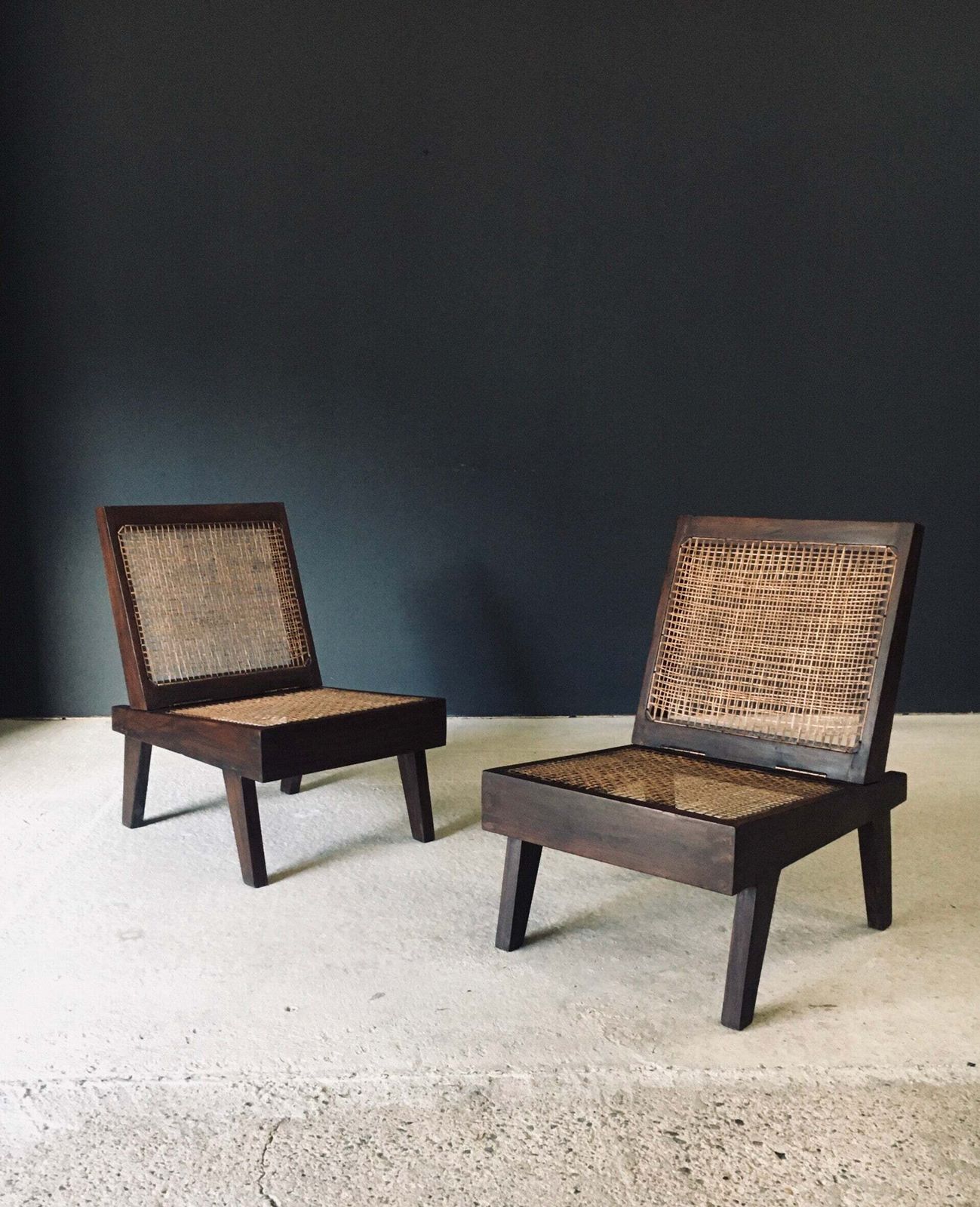 Modernist Design Low Folding Chair Set By Pierre Jeanneret For Chandigarh, India 1960's