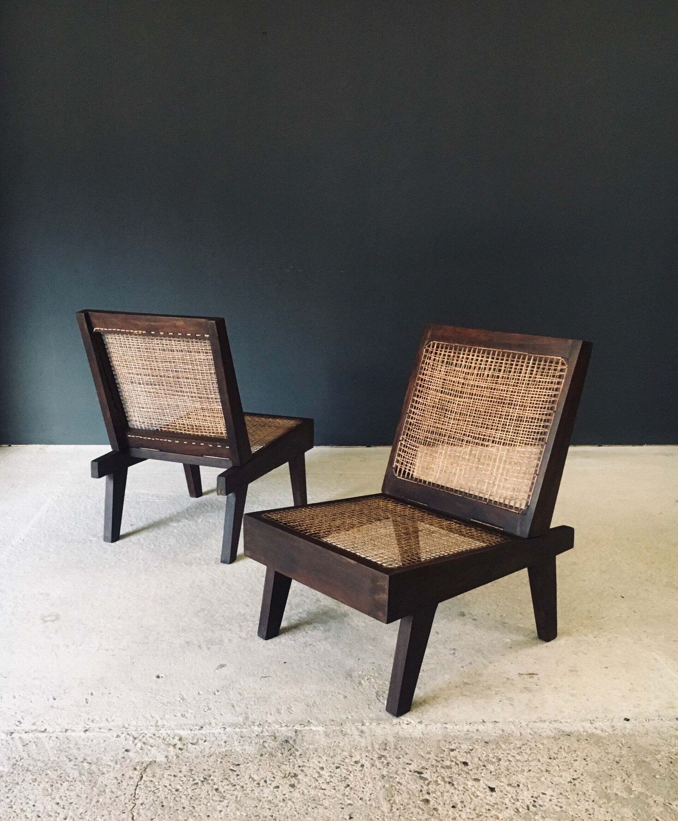Modernist Design Low Folding Chair Set By Pierre Jeanneret For Chandigarh, India 1960's photo vinterior