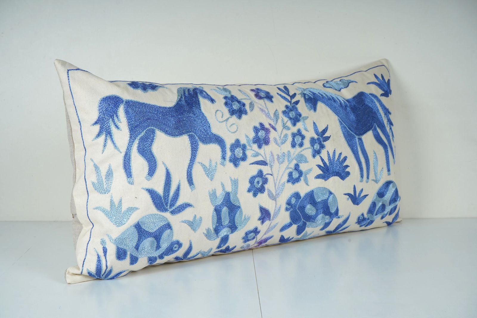 Vintage Suzani Horse Pillow Cover, Uzbek Cotton, Handmade In Turkey photo for sale