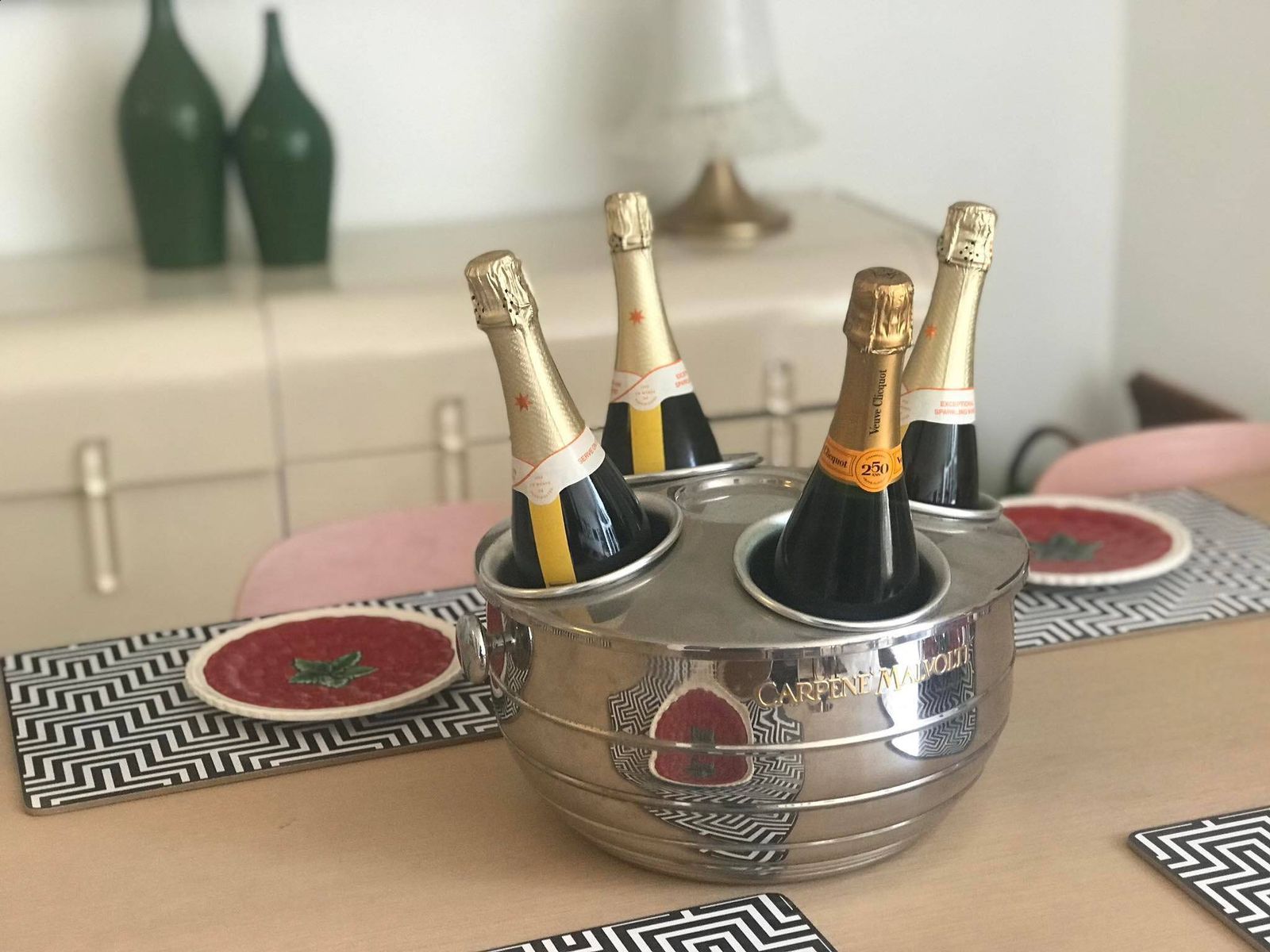 Xl Roestvrijstalen Champagnekoeler: Barkaartdecoratie Voor 4 Flessen photo 766.0