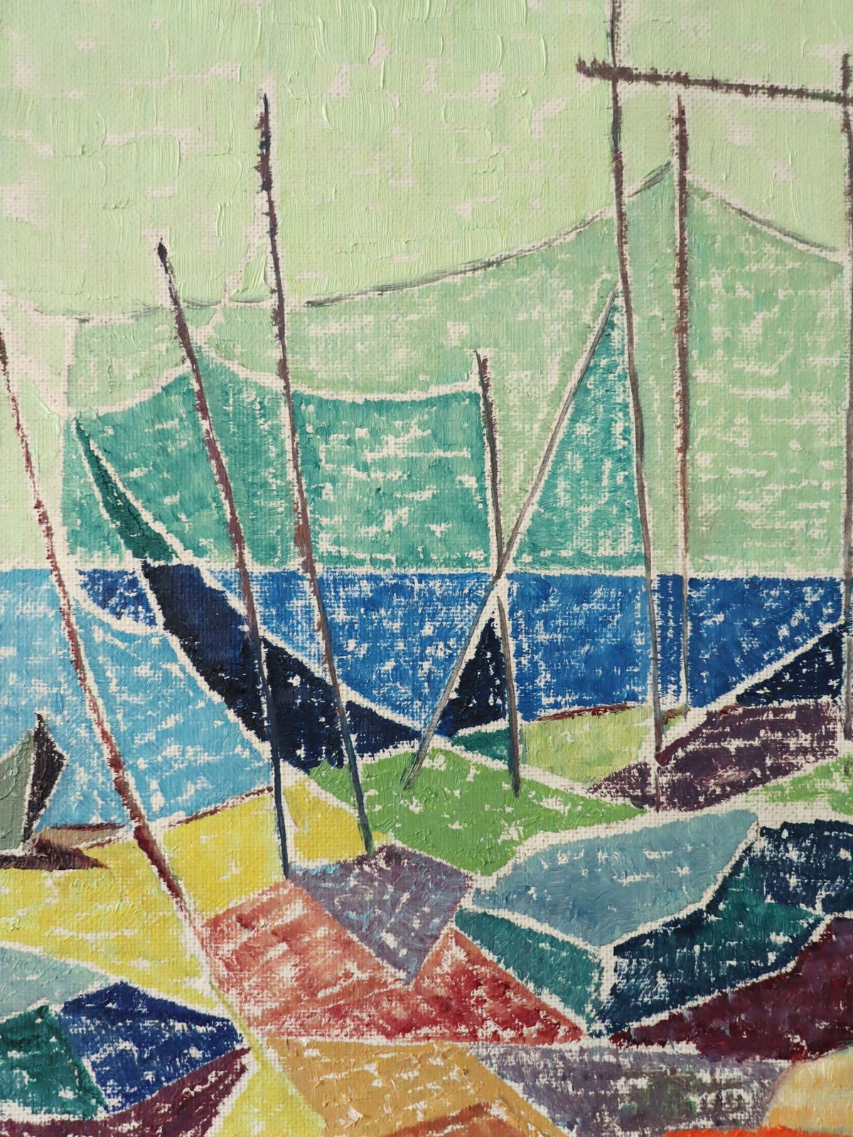 Shoreline Colour Oil Painting, Mid 20th Century photo vintage