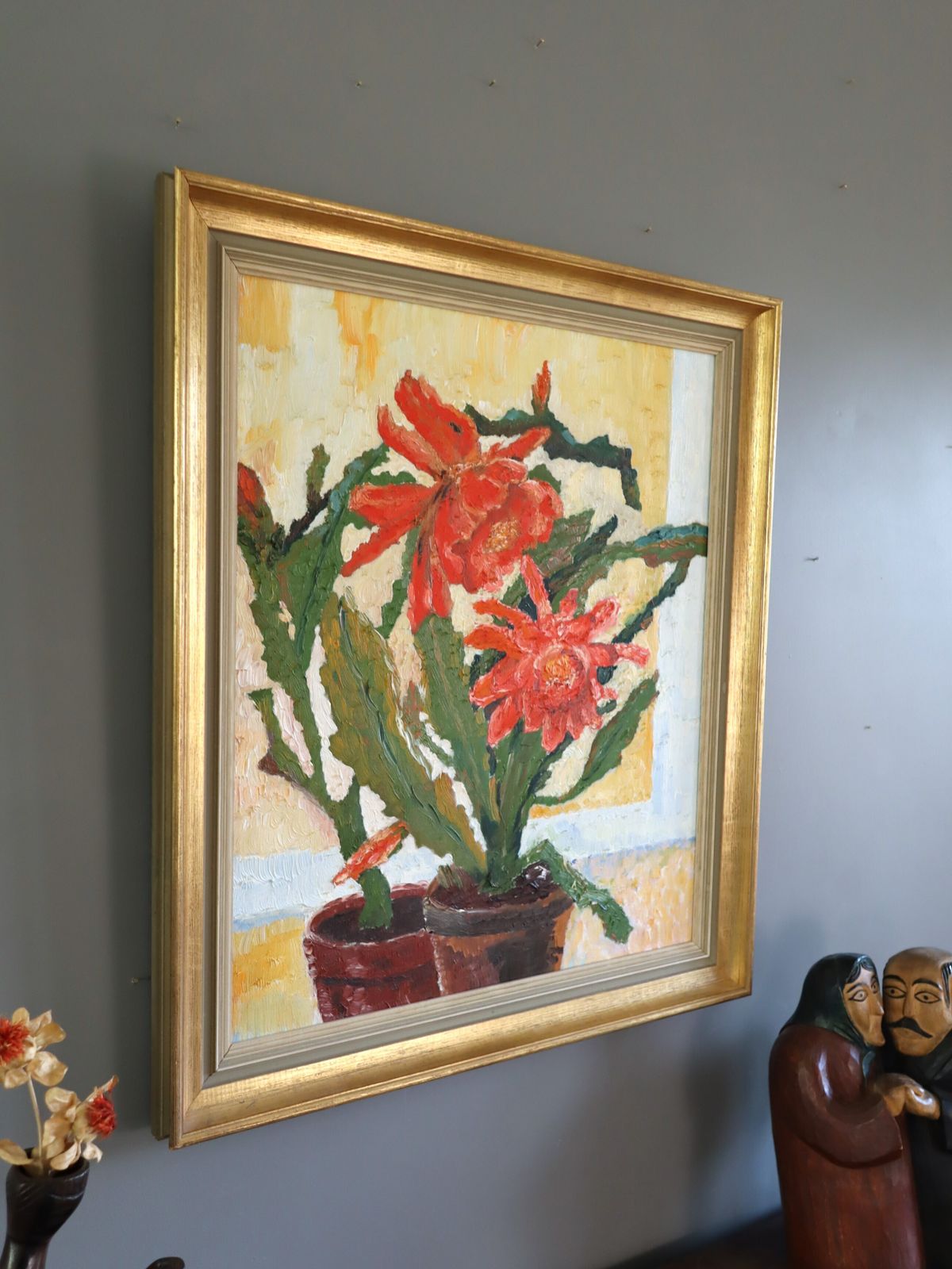 Vivid Blossoms Oil Painting, Mid 20th Century photo for sale