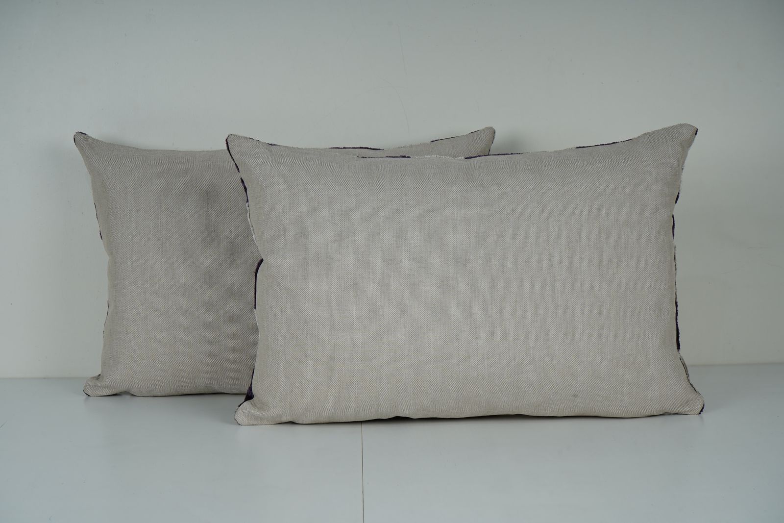 Purple Silk Velvet Ikat Pillow Cover, Polka Dot Lumbar Cushion, Set Of Two photo furniture