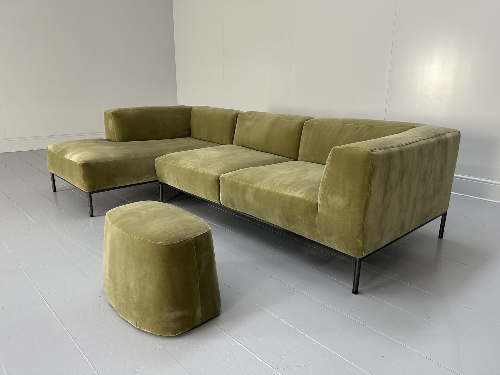 B&B Italia "Michel Effe" L Shape Sofa, Chaise And Footstools In Sage Velvet photo furniture