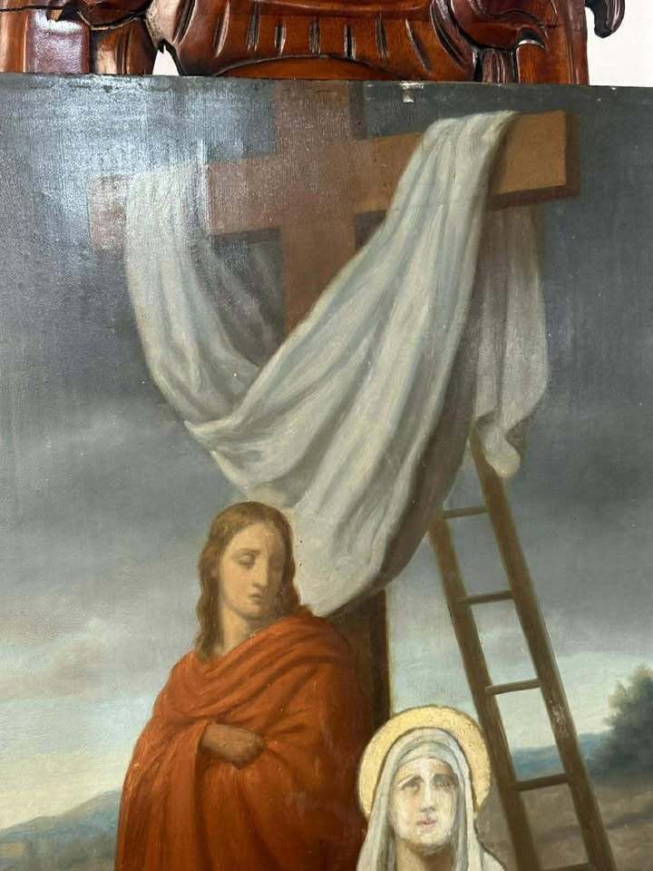 Early 20th Century 'Pieta' Italian School Oil On Zinc photo buy
