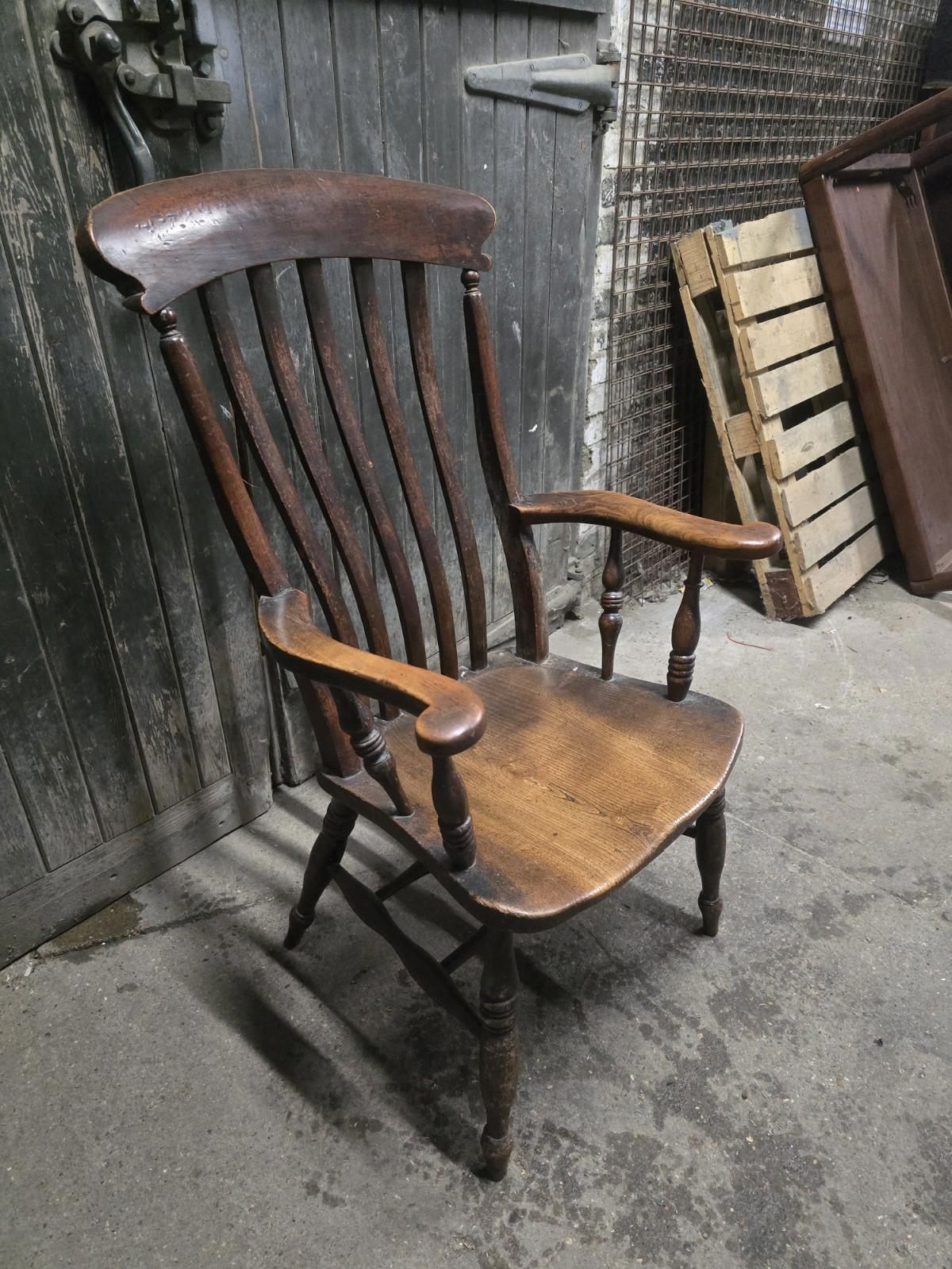 Antique 19th Century Victorian Elm Windsor Chair Armchair photo Furniture