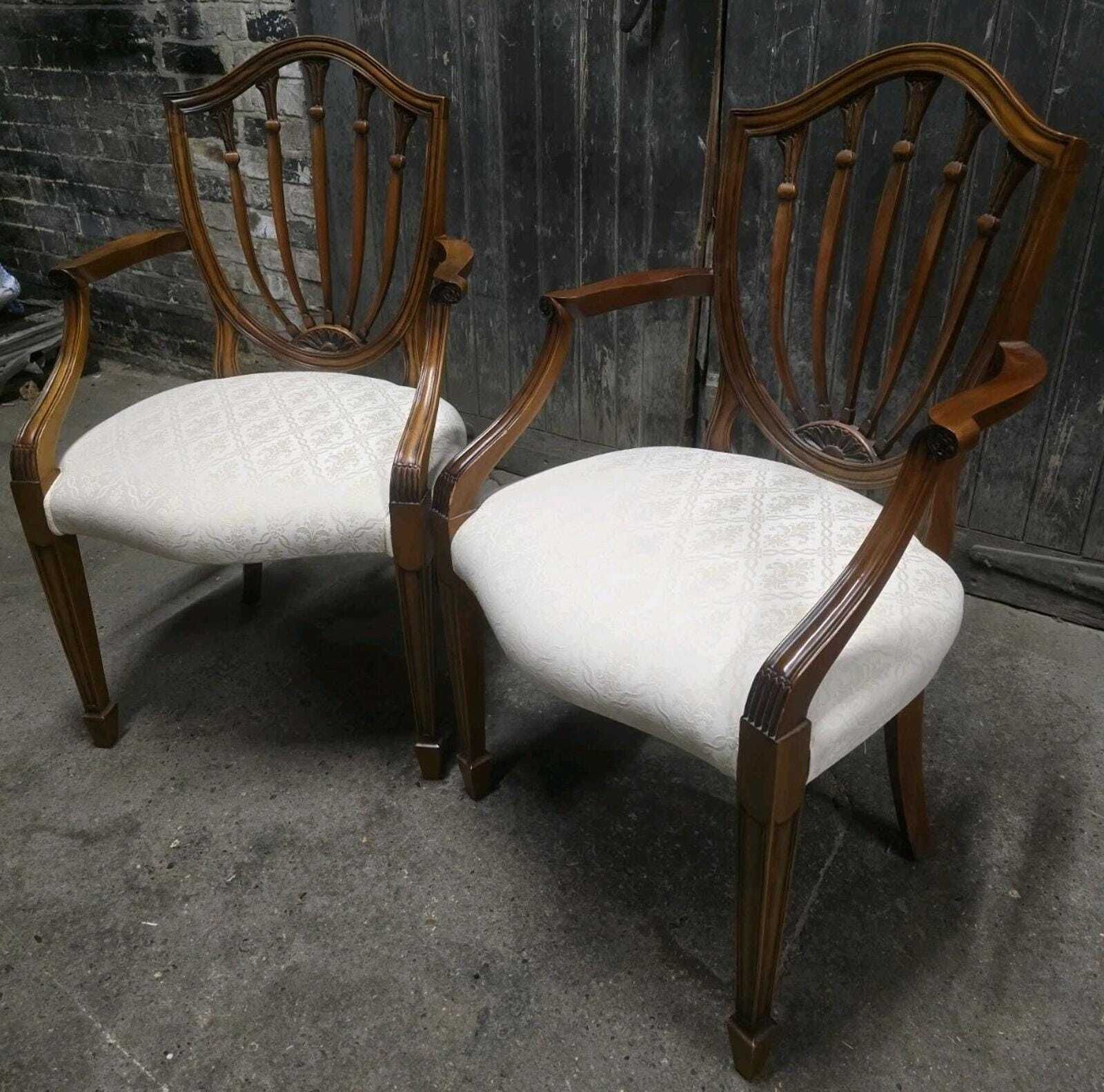 Pair Of Antique Style Hepplewhite Armchairs Bedroom Chairs photo for sale
