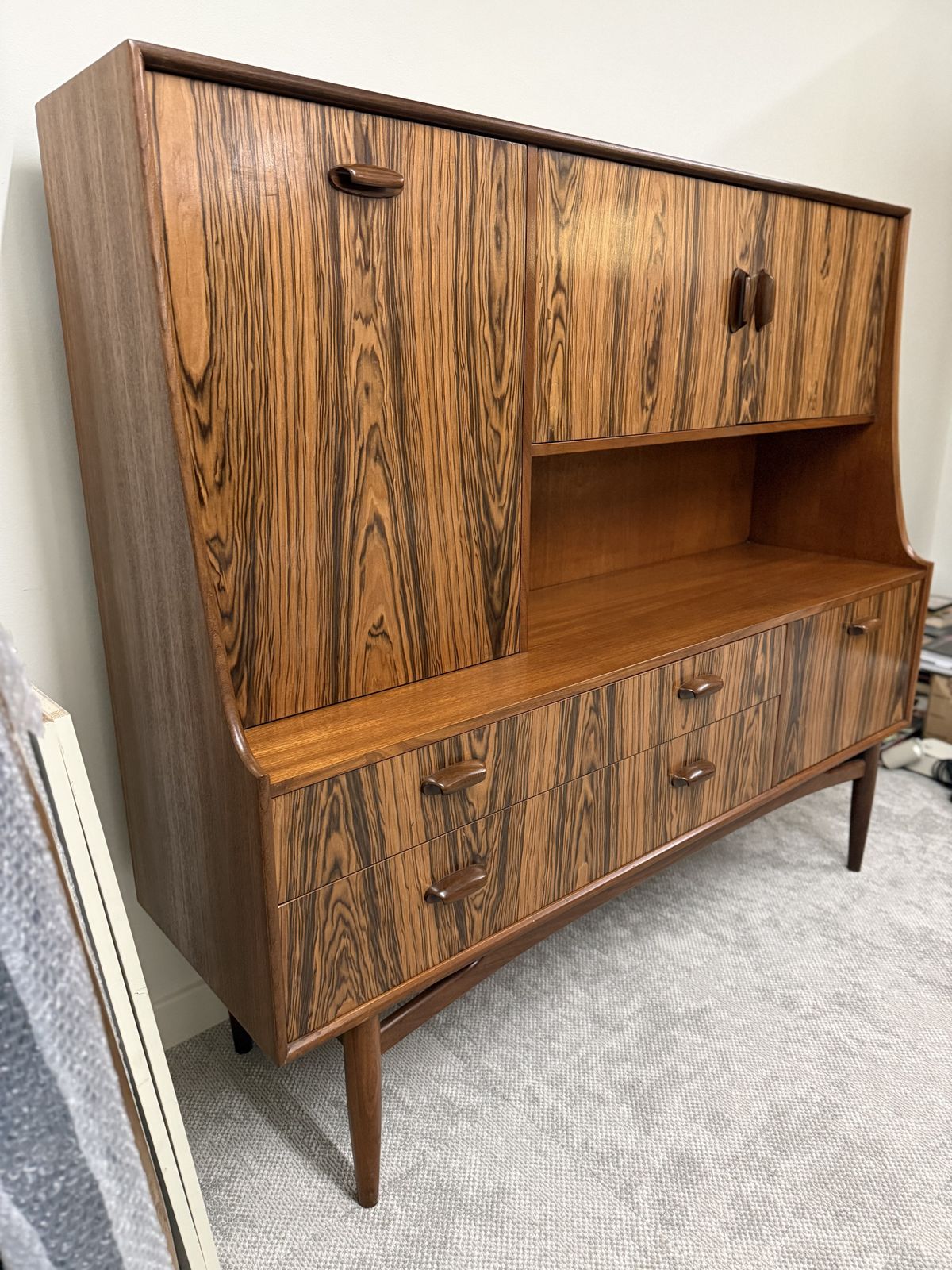 Midcentury G Plan Cocktail Sideboard In Teak & Paldao Wood photo for sale