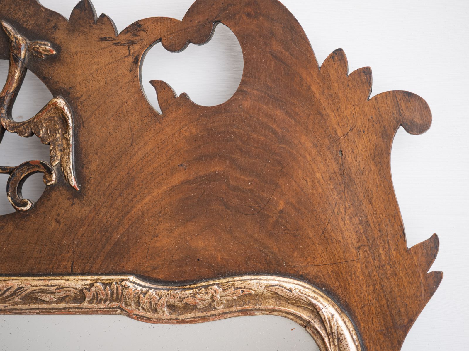 photo furniture George II Style Parcel Gilt Walnut Hoho Bird Fretwork Pier Mirror, Edwardian C.1910–1920