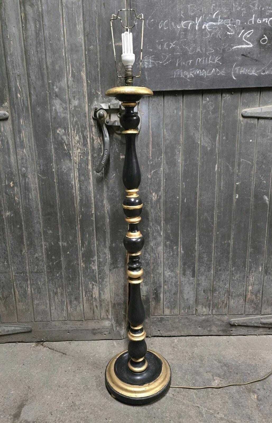 Antique 20th Century Italian Black And Gold Floor Lamp photo furniture