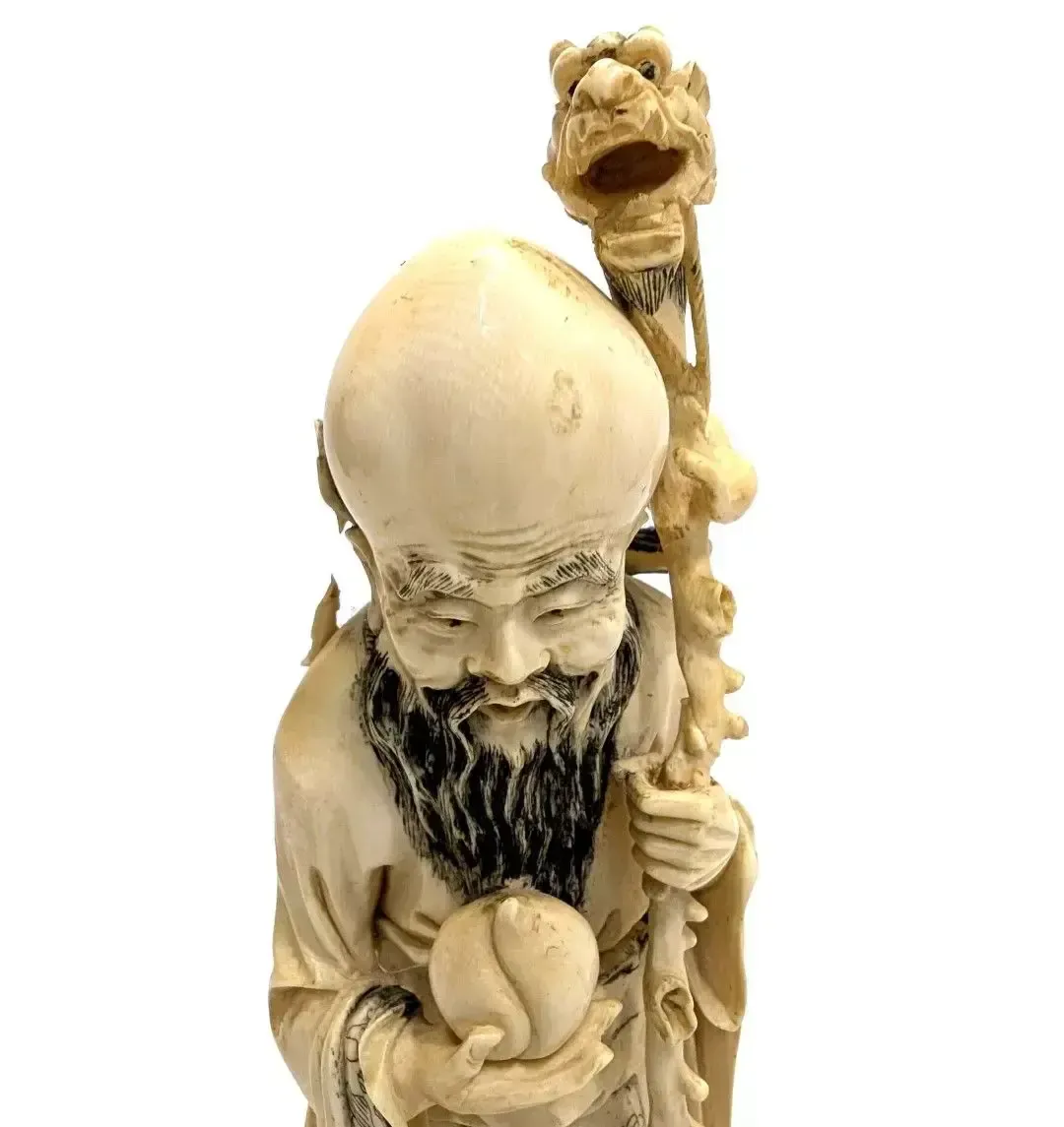 19th Century Ivory Statuette Of A Bearded Old Man photo furniture