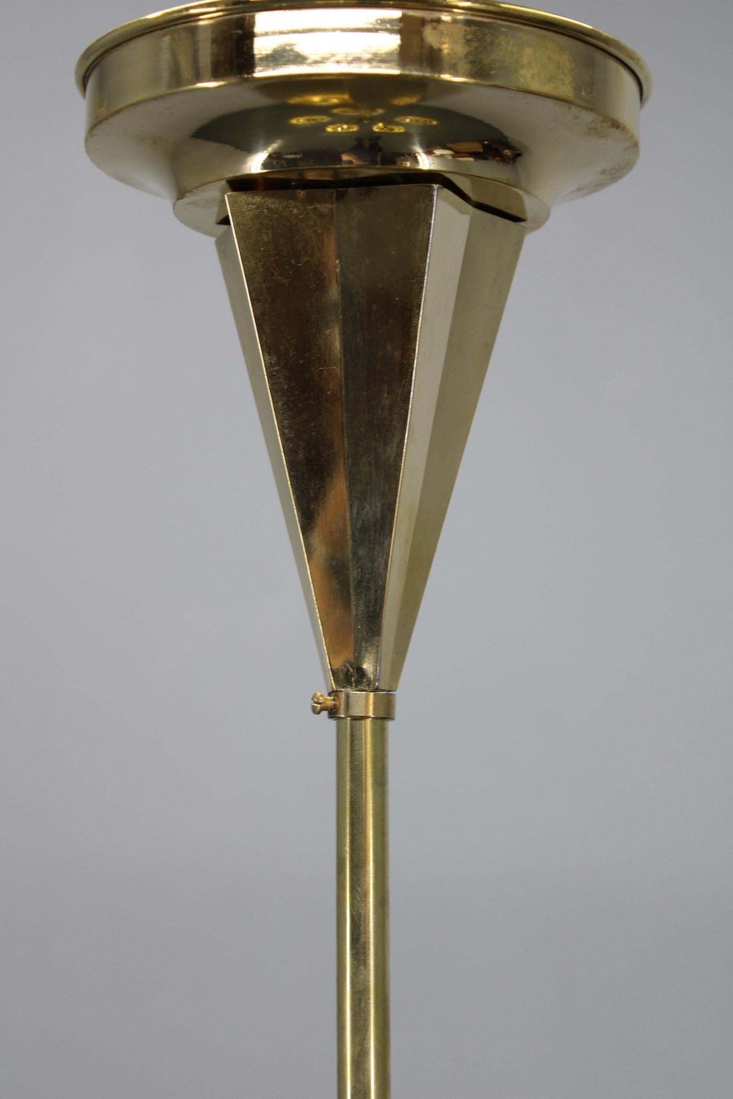 1930s Czechoslovak Art Deco Brass Chandelier With Five Opaline Glass Globes photo 1517.0