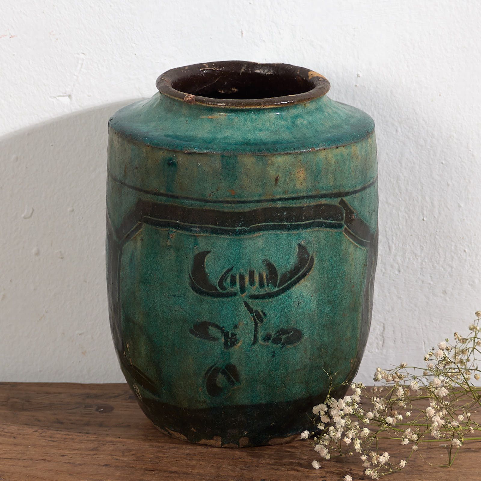 Antique Emerald Green Enameled Vase (C.1820) #26