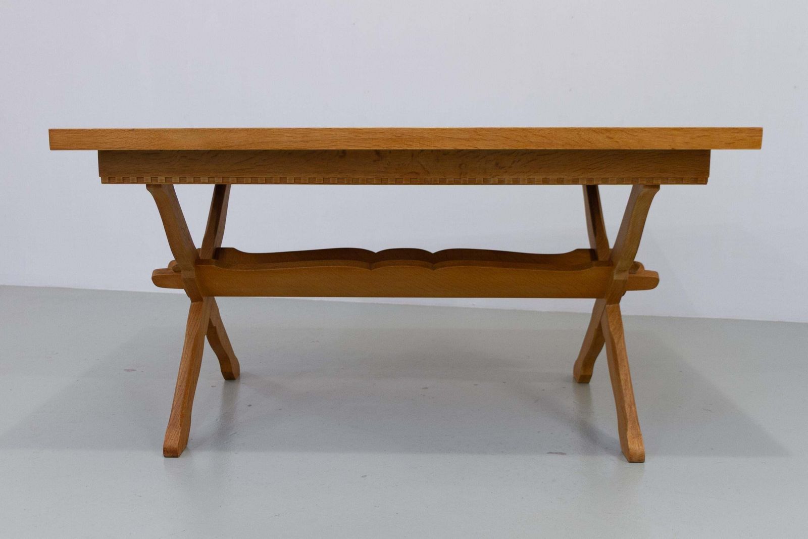 Danish Brutalist Oak Extendable Dining Table Attr. To Henning Kjærnulf 1960s photo for sale