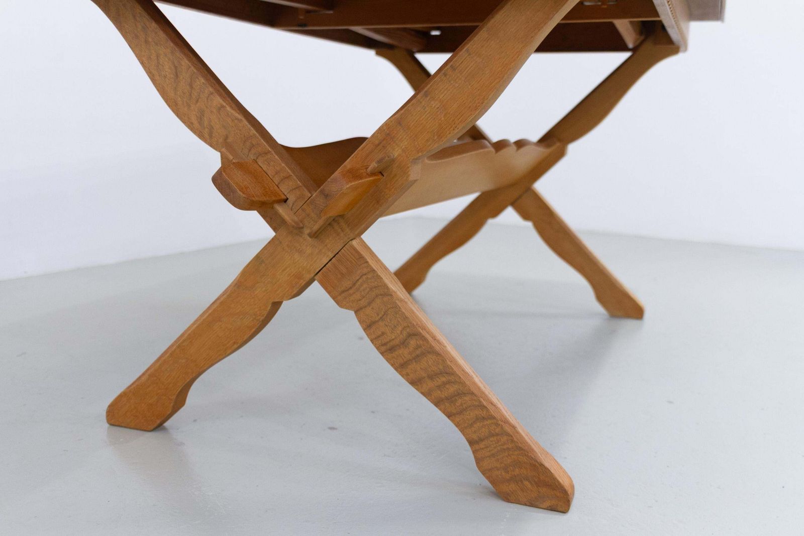 Danish Brutalist Oak Extendable Dining Table Attr. To Henning Kjærnulf 1960s photo buy