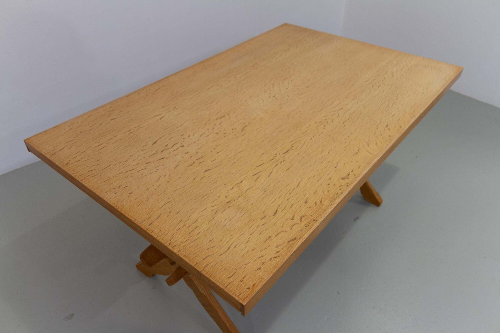 Danish Brutalist Oak Extendable Dining Table Attr. To Henning Kjærnulf 1960s photo vintage