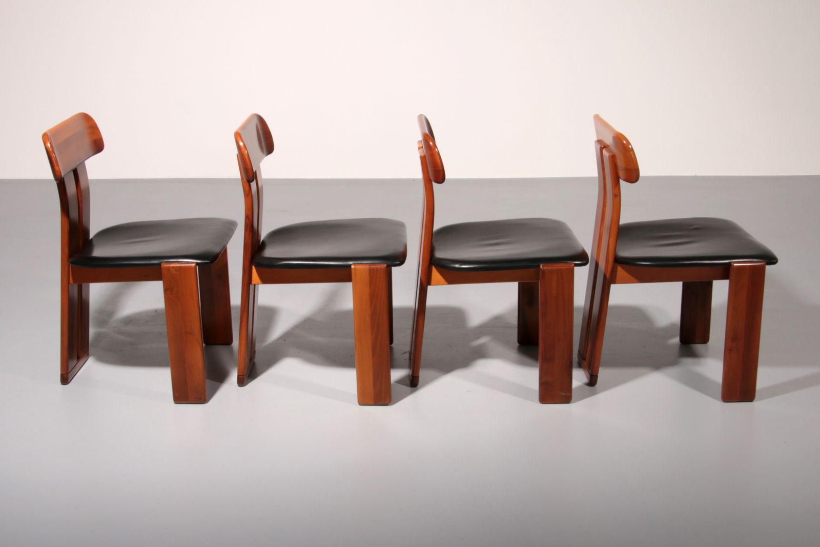 Furniture Mario Marenco Walnut Sapporo Dining Chairs For Mobilgirgi, 1970s photo