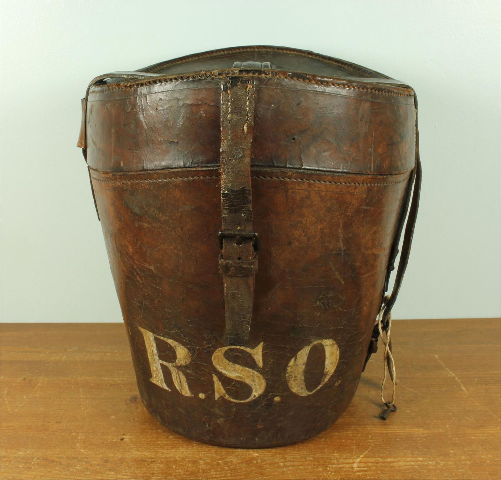 Antique Double Hat Case. Jw Allen Miitary Leather Multi Top Hat Box. photo furniture