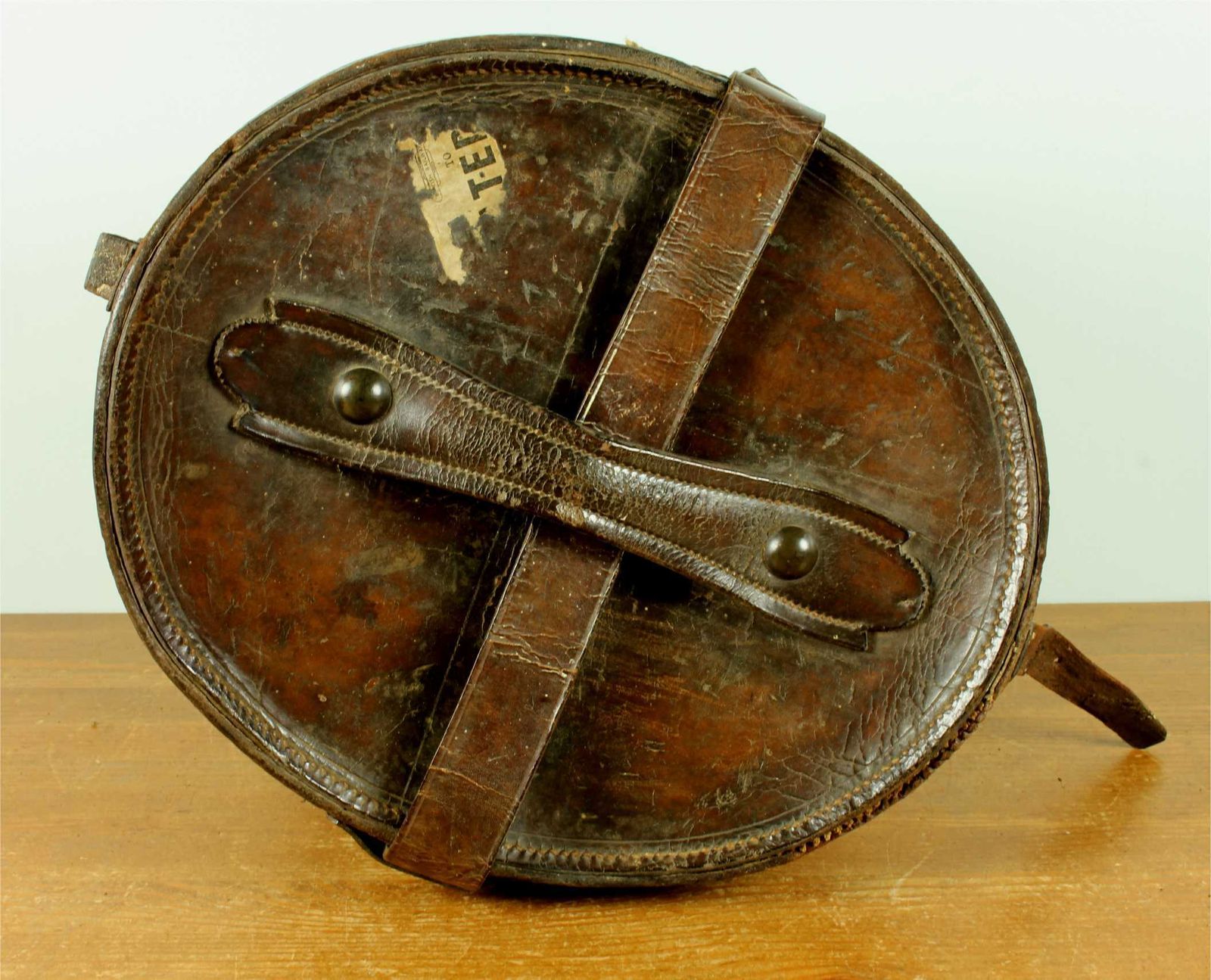 Antique Double Hat Case. Jw Allen Miitary Leather Multi Top Hat Box. photo vintage