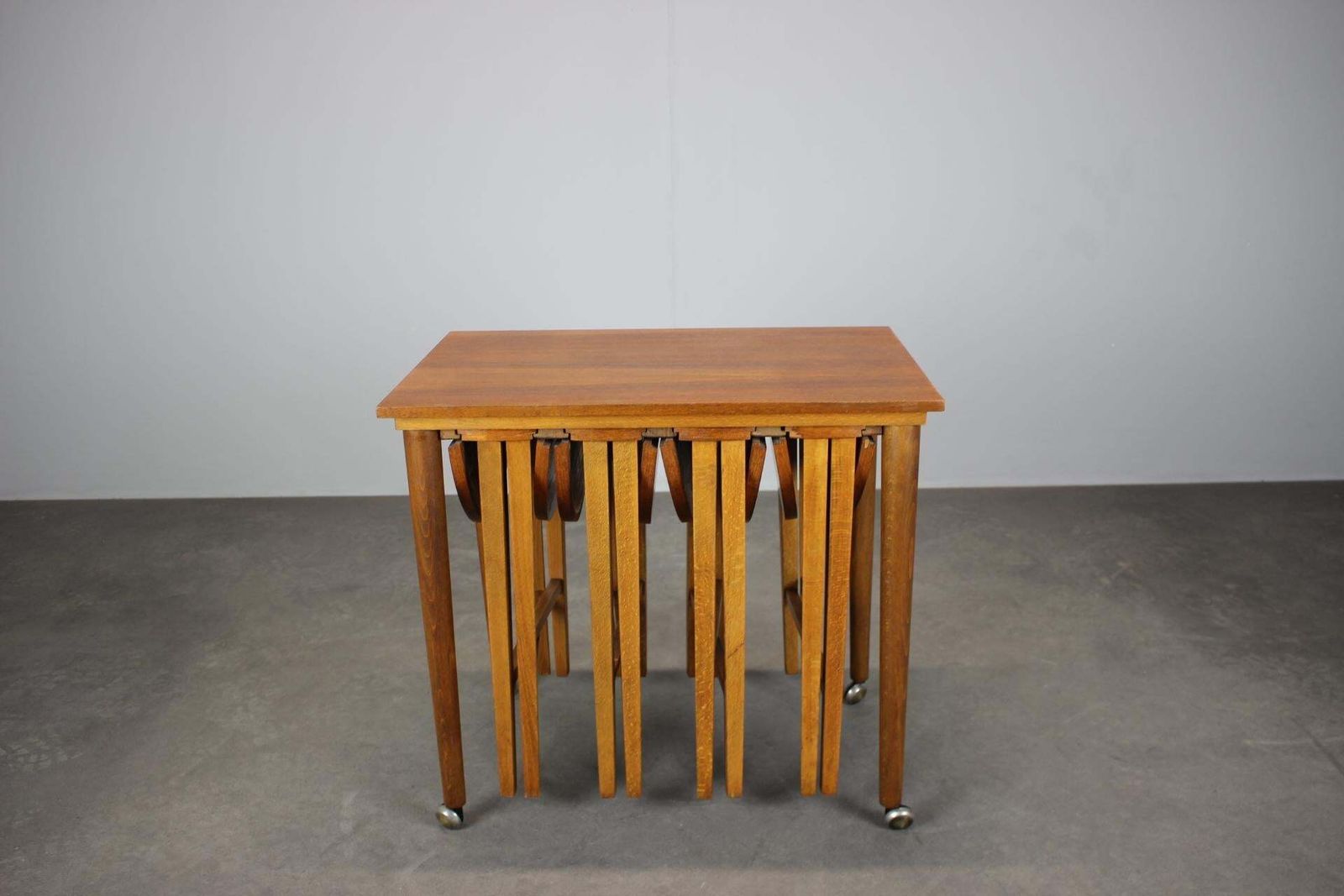 photo for sale Restored Mid Century Folding Table And Stools By Poul Hundevad, Denmark, 1960s