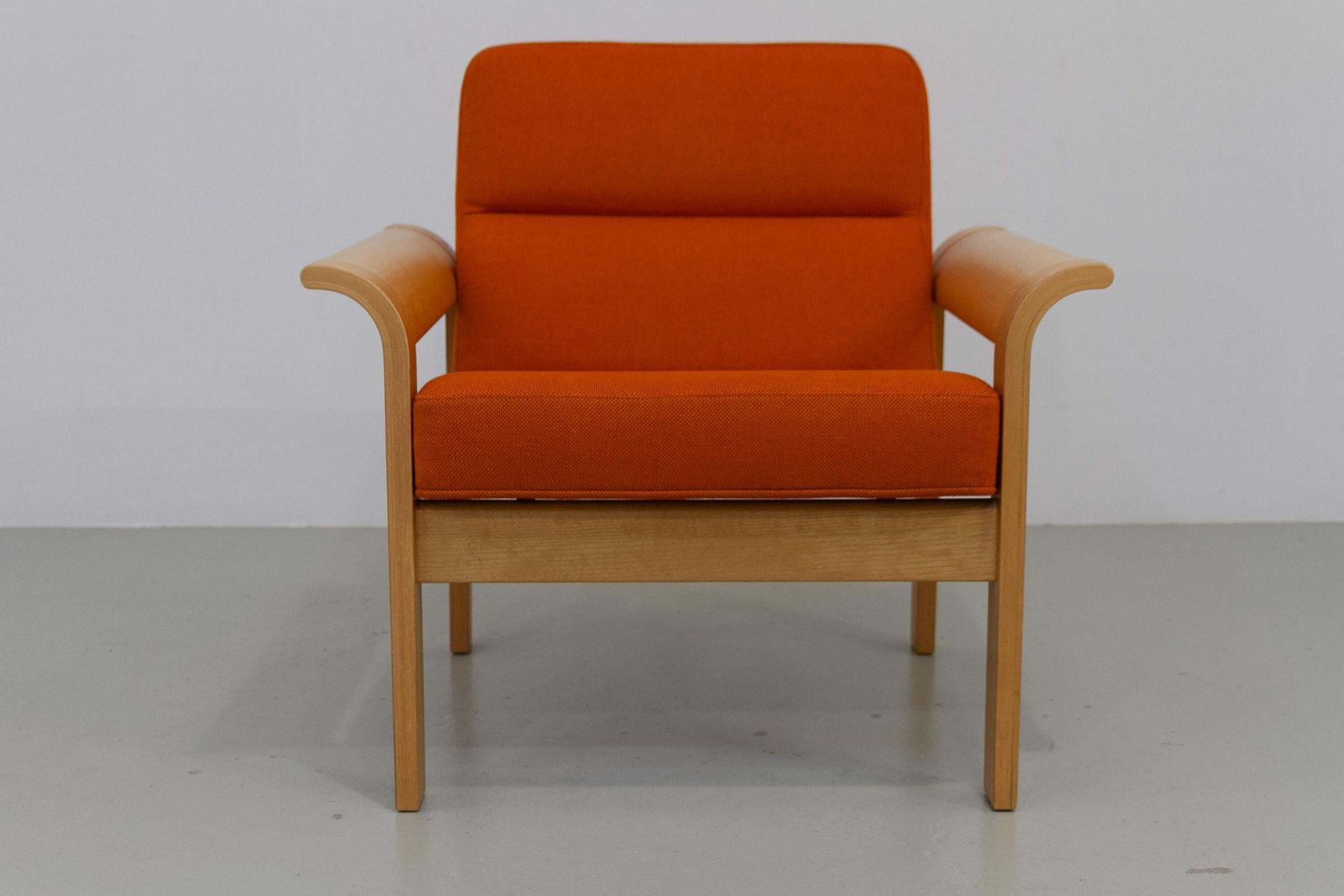 Danish Orange Oak Botium Lounge Chair By Magnus Olesen, 1970s. photo vinterior