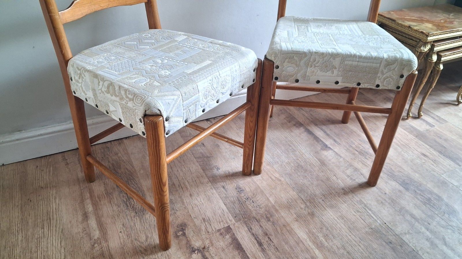 Delightful Pair Of Ercol Elm Ladderback  Dining /Kitchen /Bedroom Chairs photo for sale
