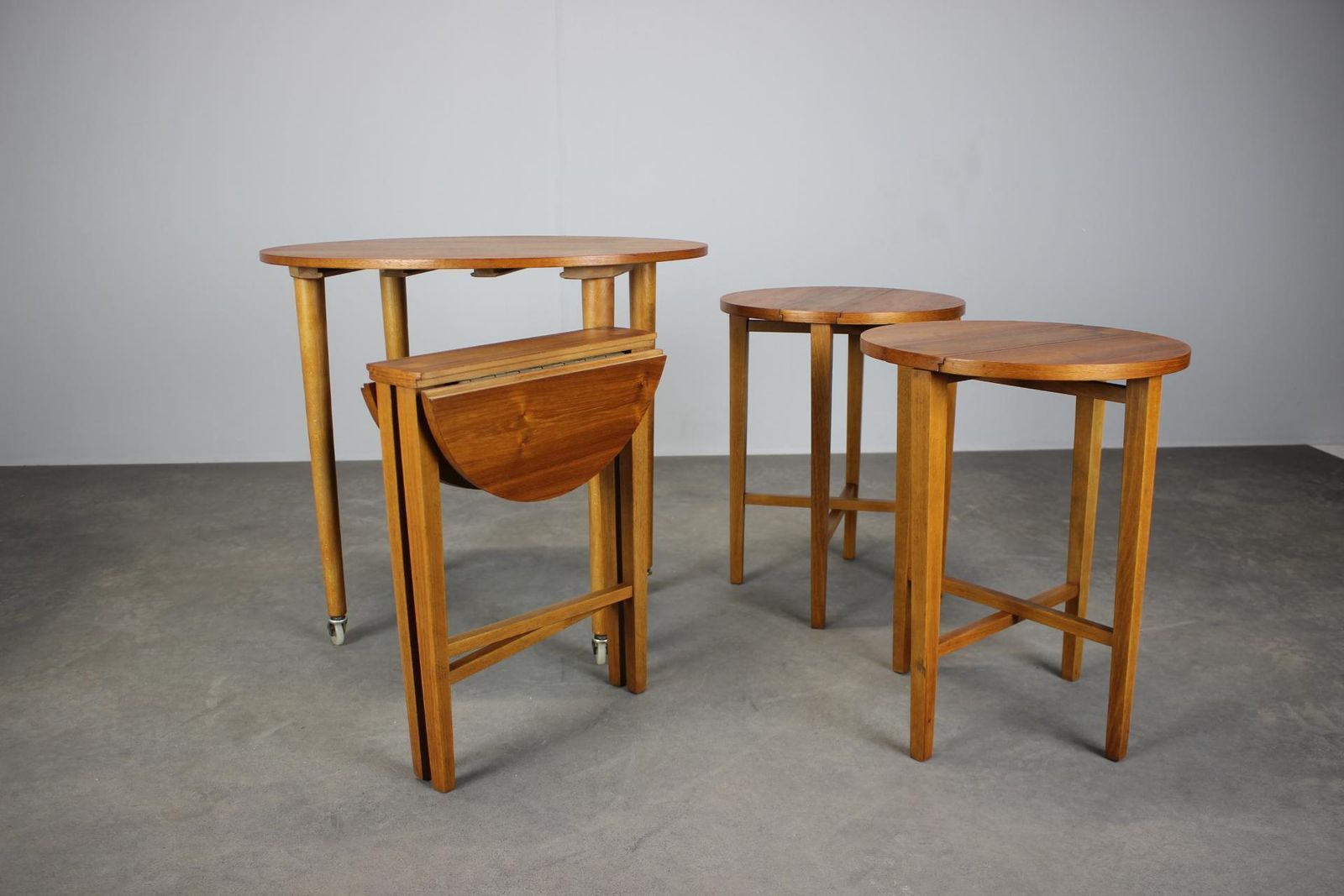 Restored Danish Teak Folding Table With Three Nesting Chairs By Poul Hundevad, 1 photo buy