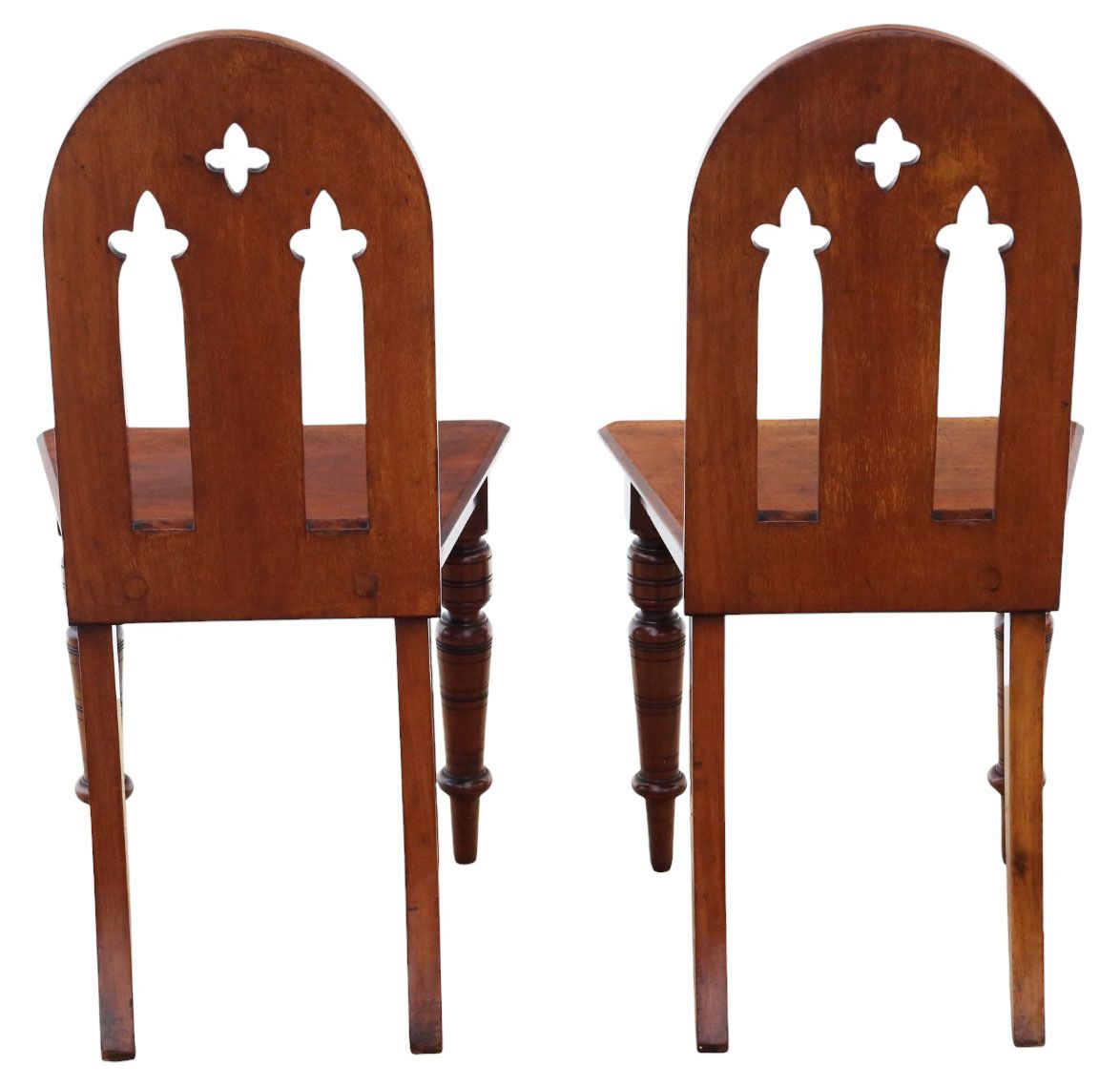 Antique 19th Century Pair Of Mahogany Gothic Hall Chairs – Fine Quality Side Chairs photo 1295.0