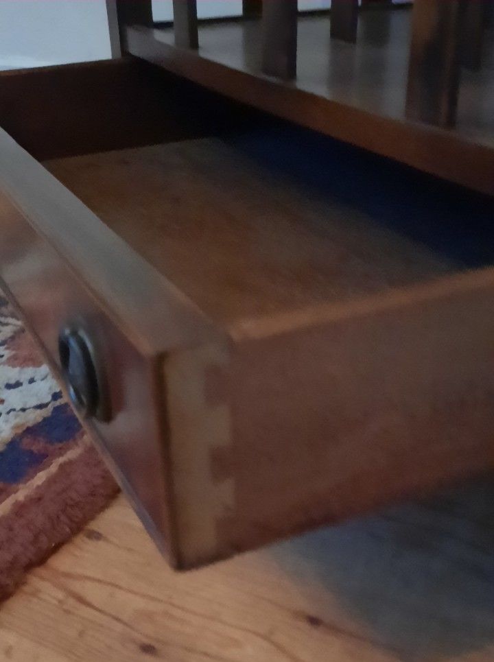 Vintage Mahogany Magazine Rack Canterbury Lower Drawer photo vinterior