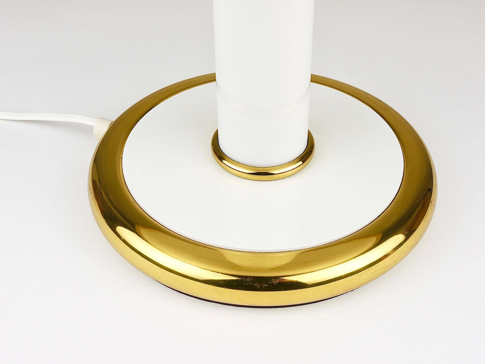 F. Fabbian Gold & White Murano Glass Mushroom Table Side Lamp, Italy, 1970s photo vintage
