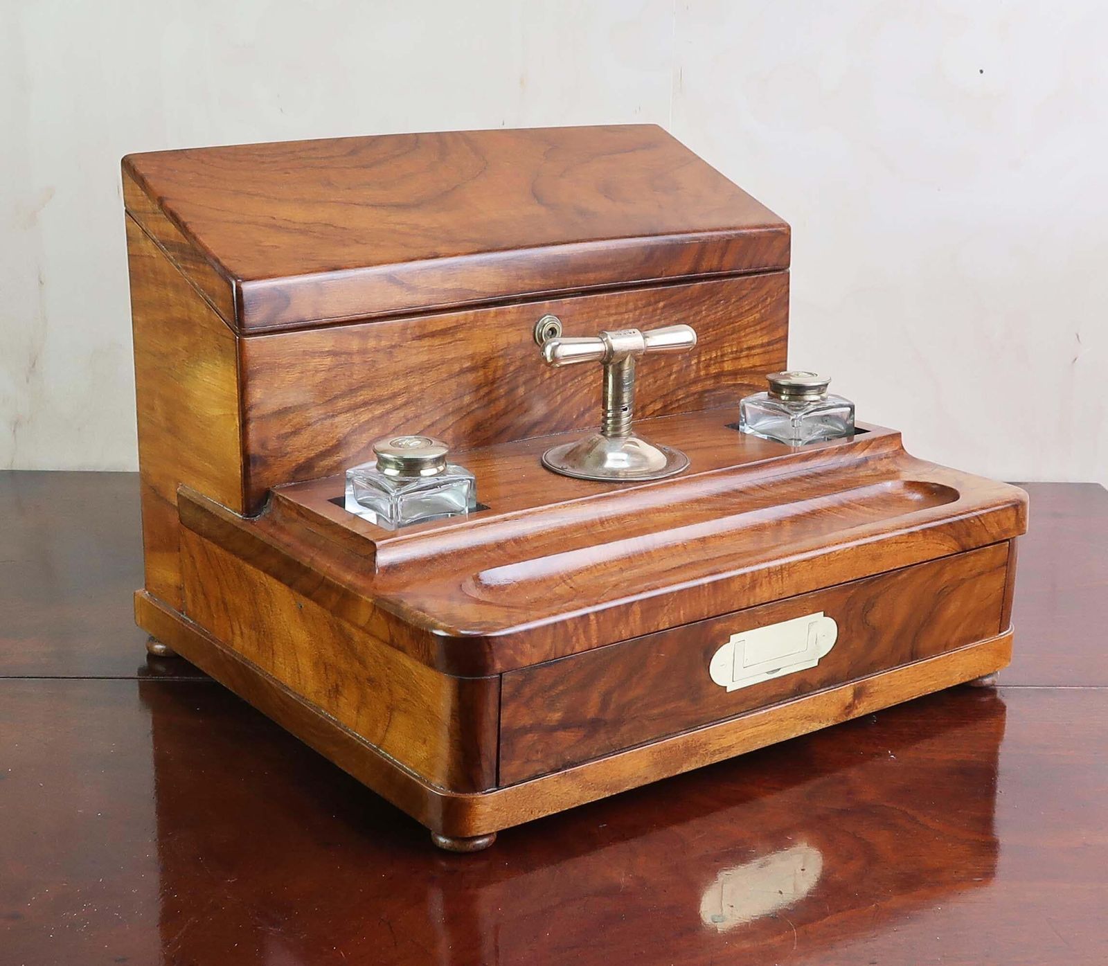 Antique Walnut Letter Box And Copying Press By Mordan. English Dated 1856 photo furniture