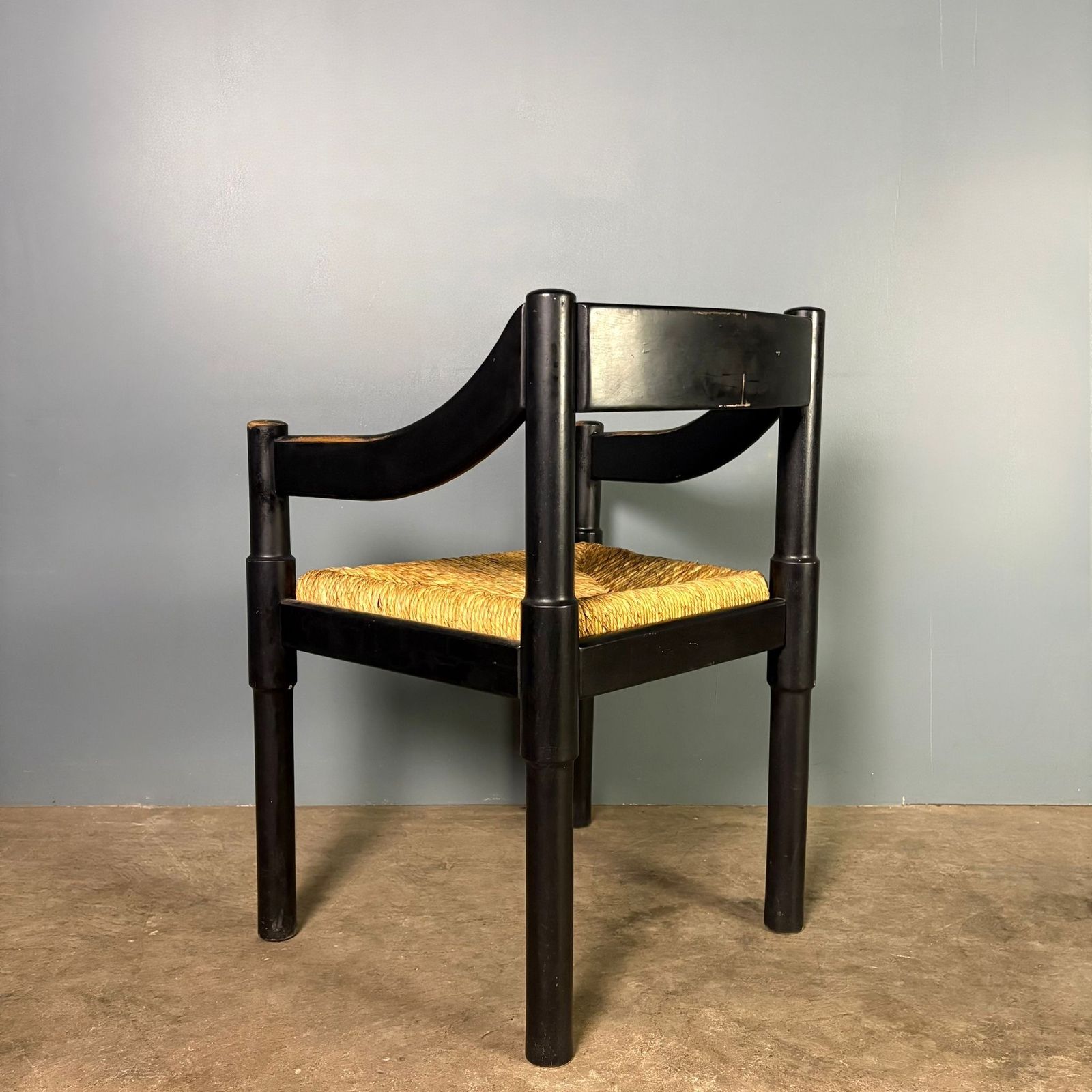 Carimate Black Carver Rush Papercord Dining Chair By Vico Magistretti For Cassina Mid Century Retro Mcm photo Furniture