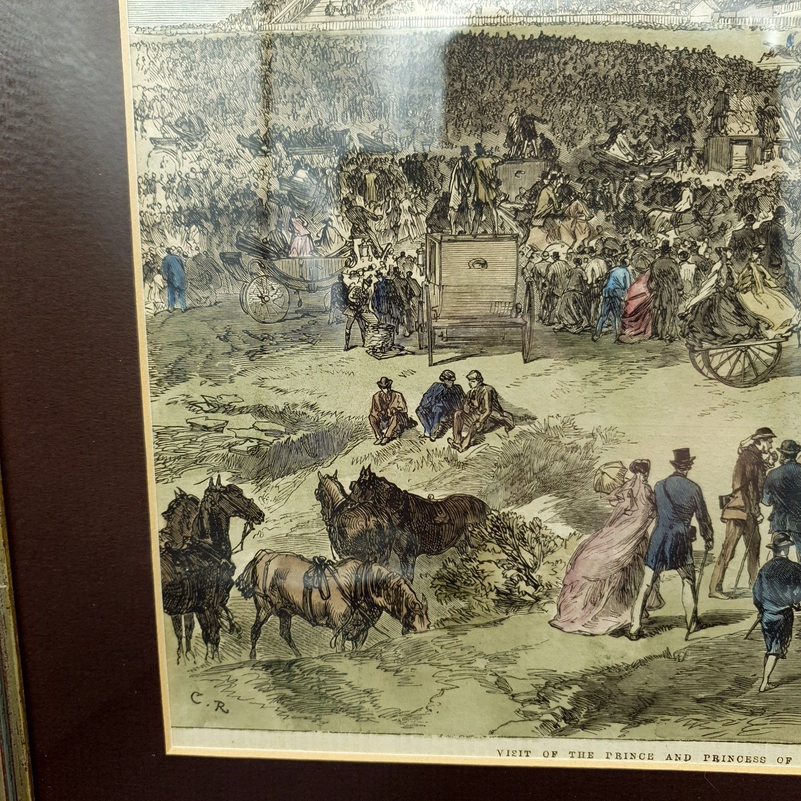 Hand Coloured Print Punchestown Races Prince & Princess Of Wales 43x30.5cm 1800s photo buy