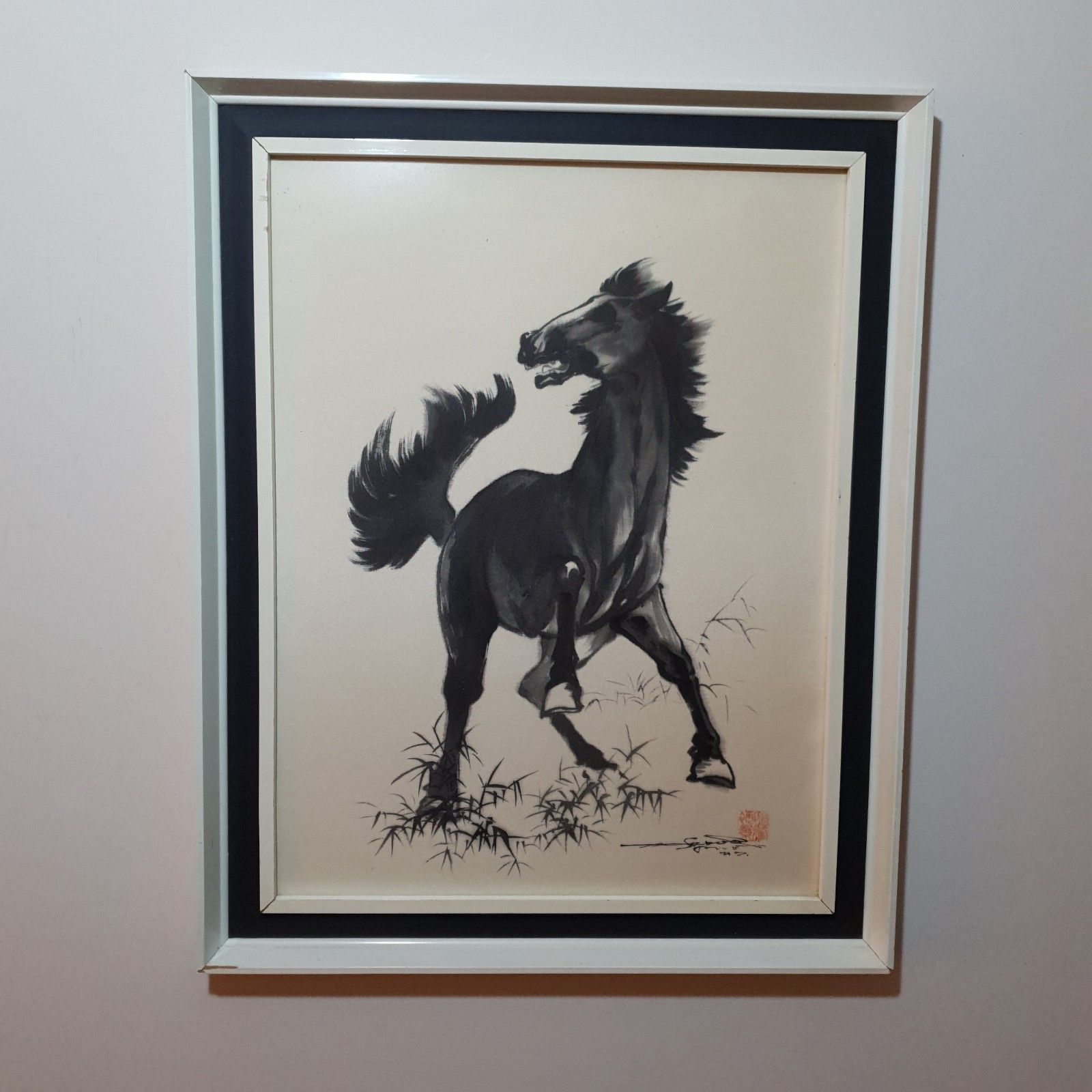 Horse Ink Brush Painting Joseph Koo Ming Kang Singapore Chinese C1960s H54xw33