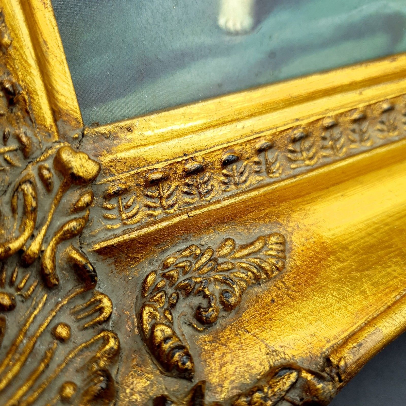 photo vinterior Carvers & Gilders Kitten Cat Print Arthur Heyer Ornate Gold Frame W28 H22.5
