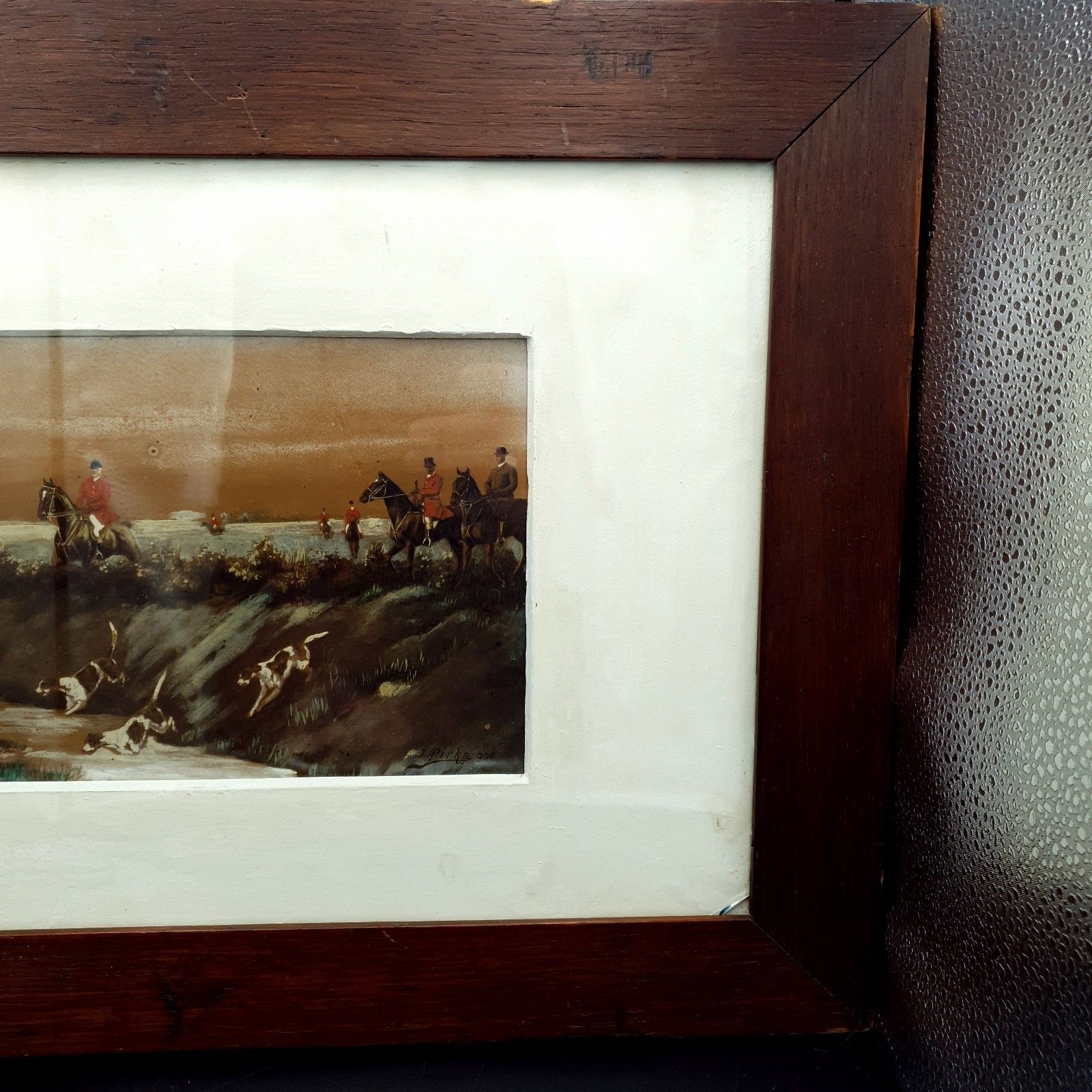 Signed Josef Pirka Watercolour Equestrian Hunting Scene 1906 Bohemia Antique Art photo Art