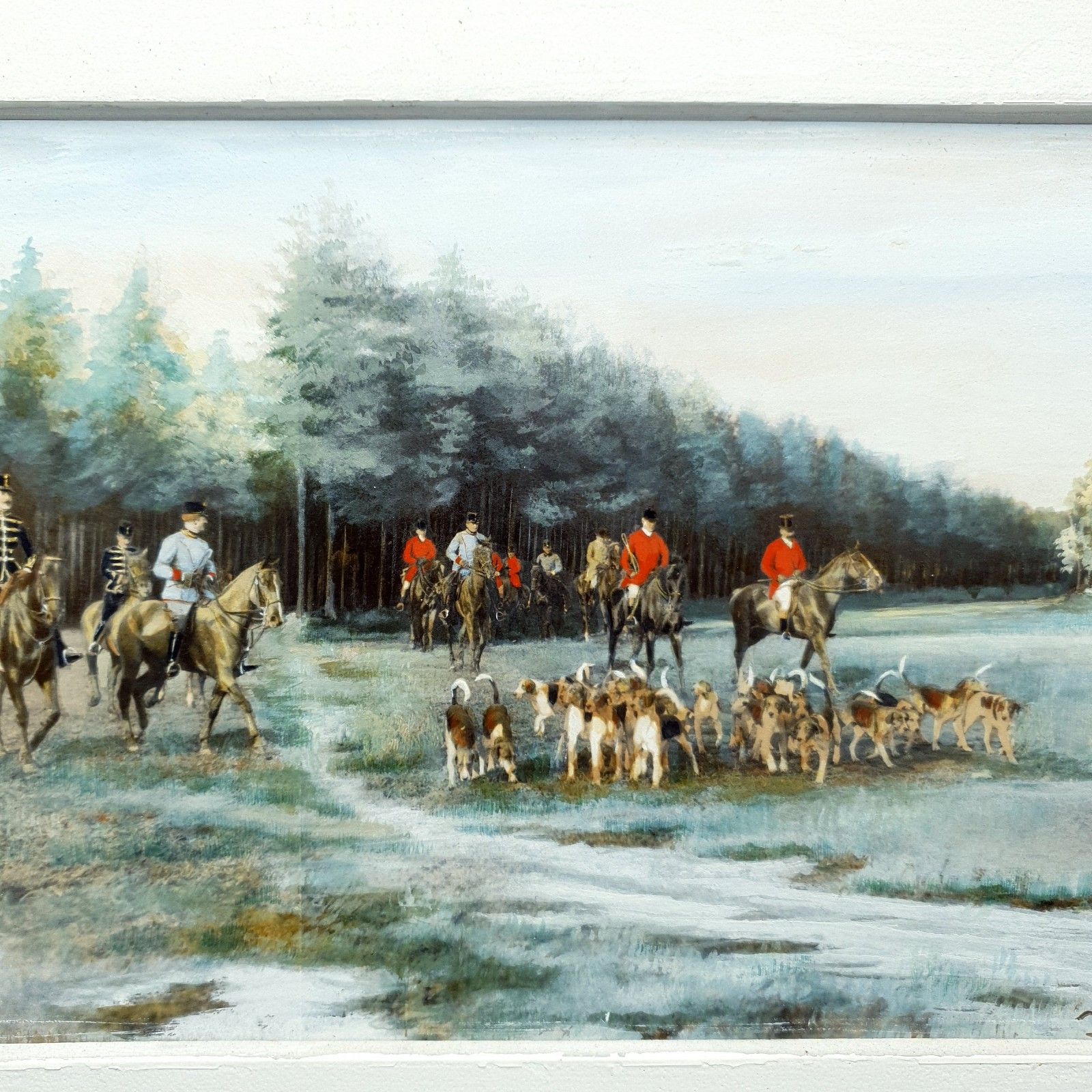 Josef Pirka Signed Watercolour Equestrian Hunting Scene 1906 Bohemia Antique Art photo vintage