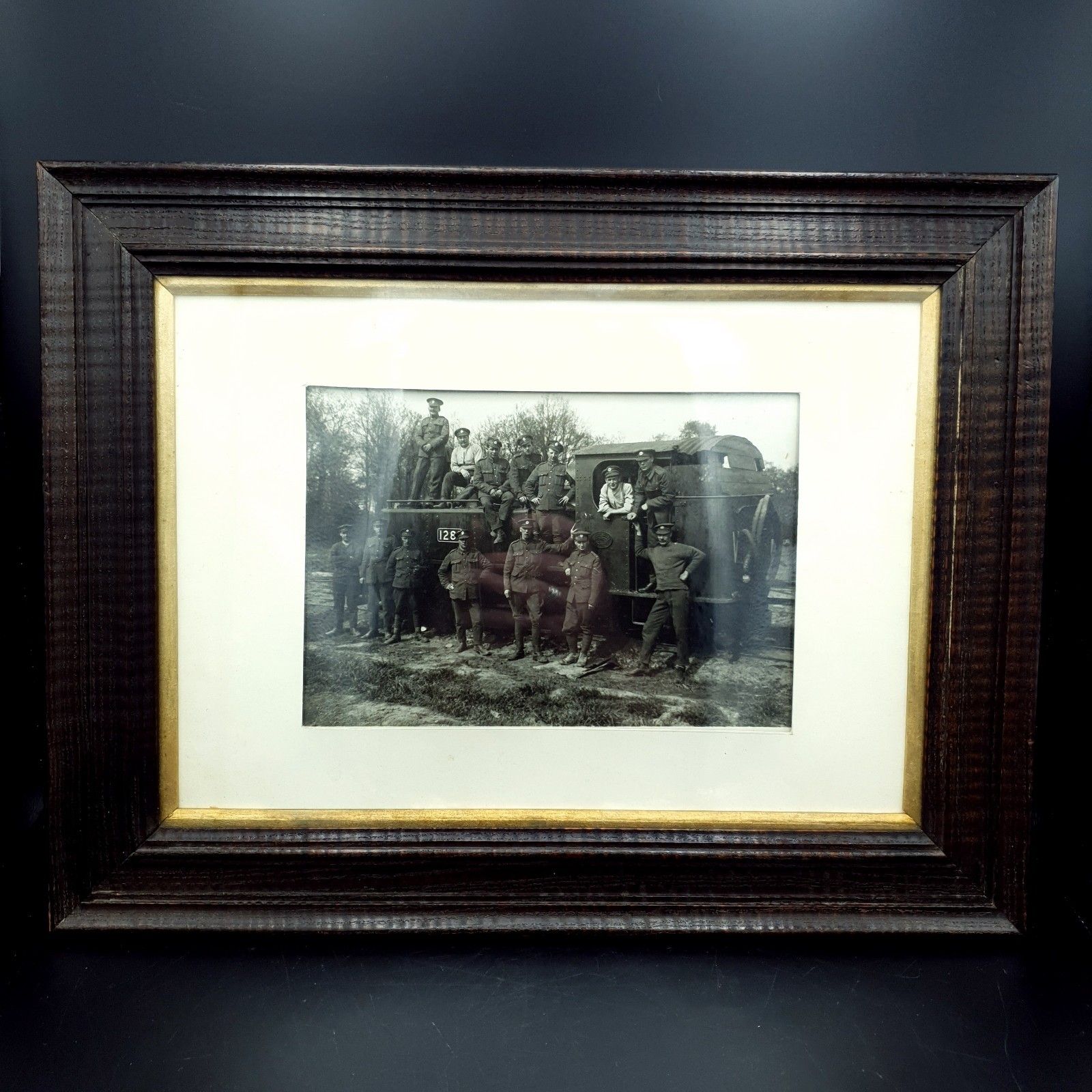 Wwi Photo 8th Battalion Soldiers Possibly Post Office Rifles Framed Antique 1915