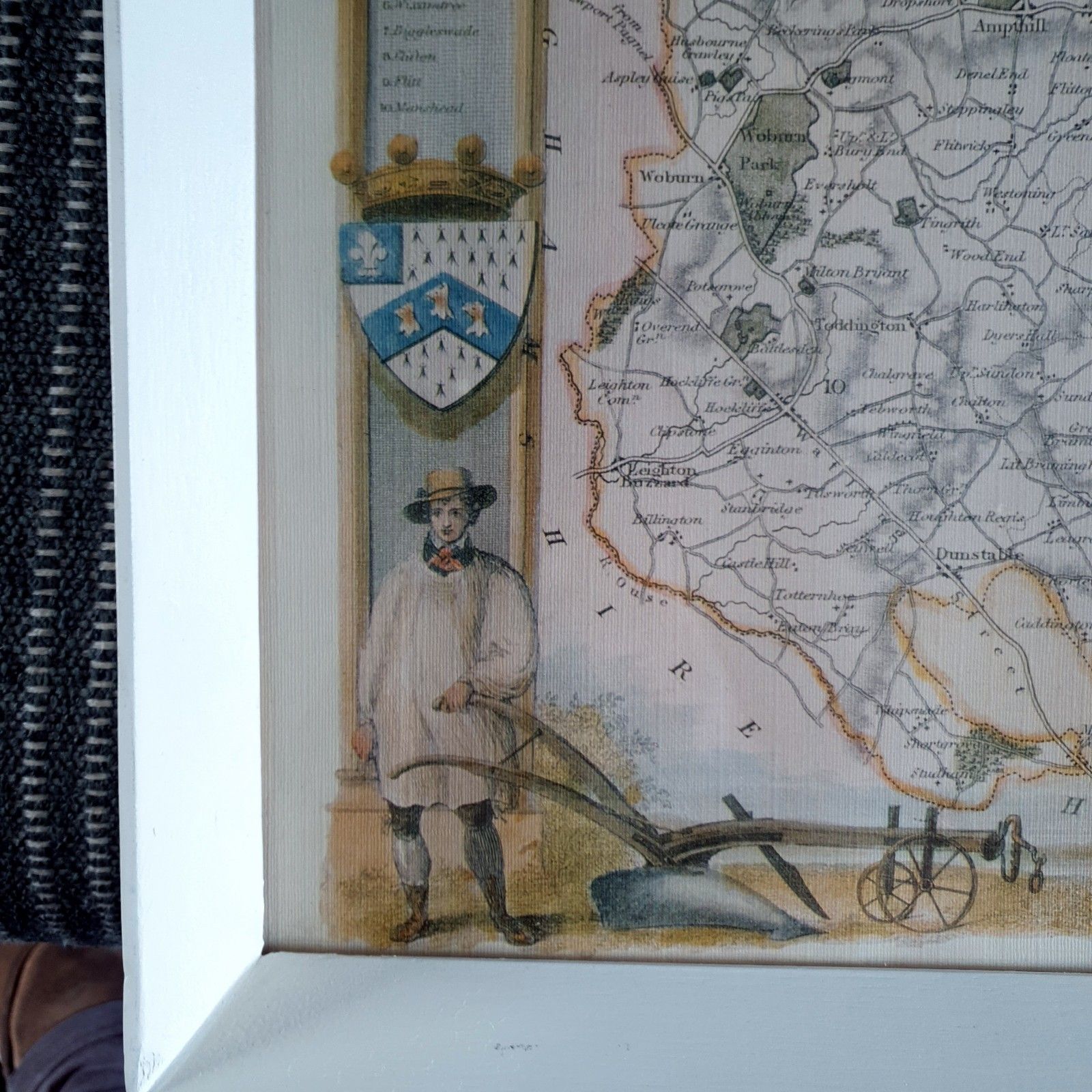 Art Reproduction Print Map Of Bedfordshire William Schmollinger Artist 1832 L43x54cm photo