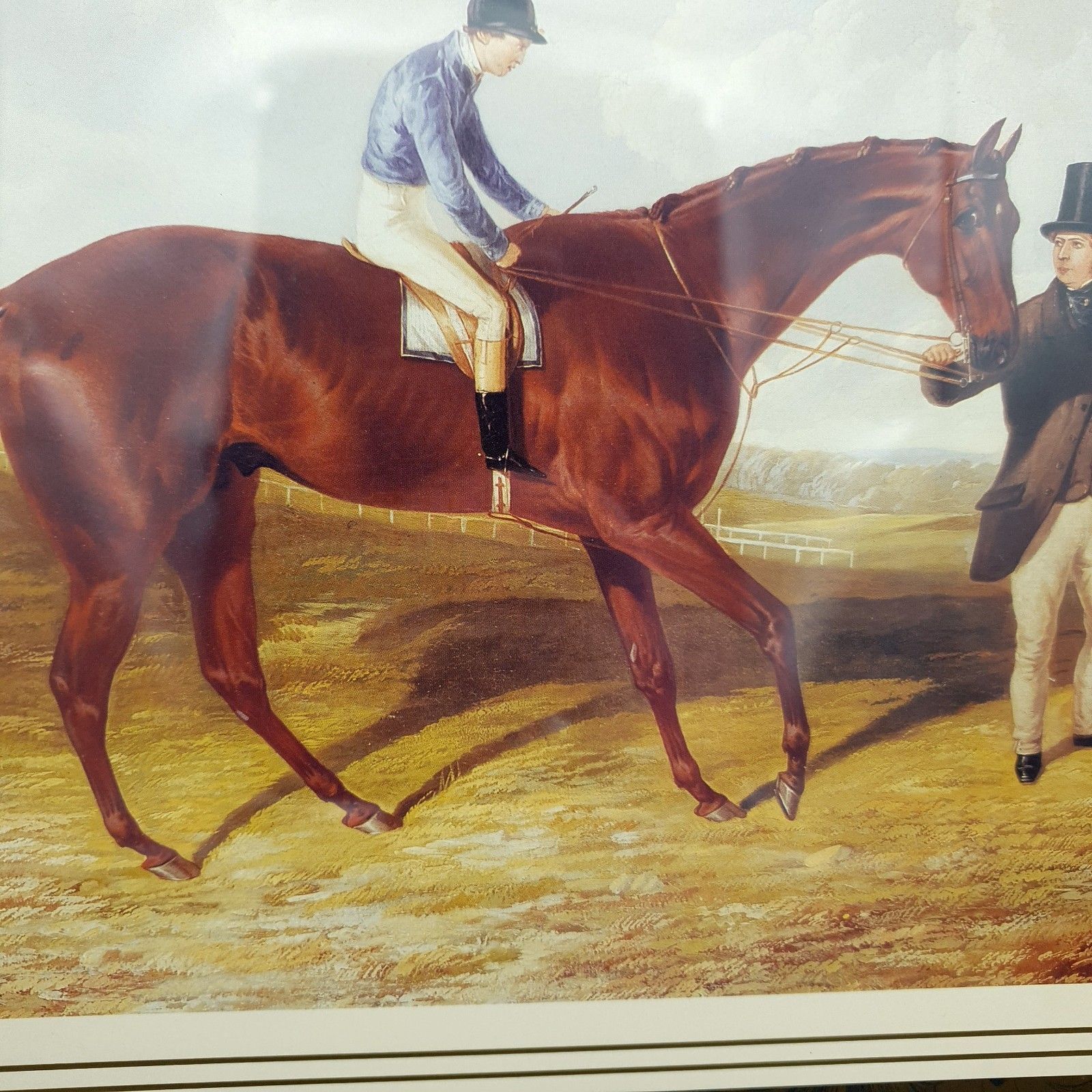 Horse Racing Print Horse & Jockey On Course Dark Wood Frame L45.5cm X H35.5cm photo buy