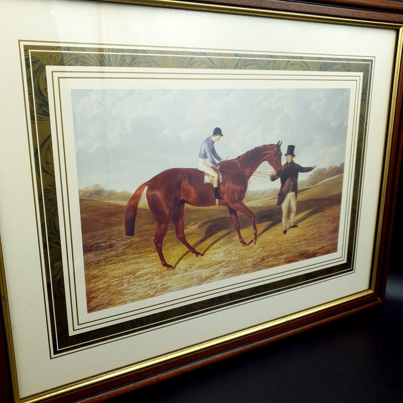 photo for sale Horse Racing Print Horse & Jockey On Course Dark Wood Frame L45.5cm X H35.5cm