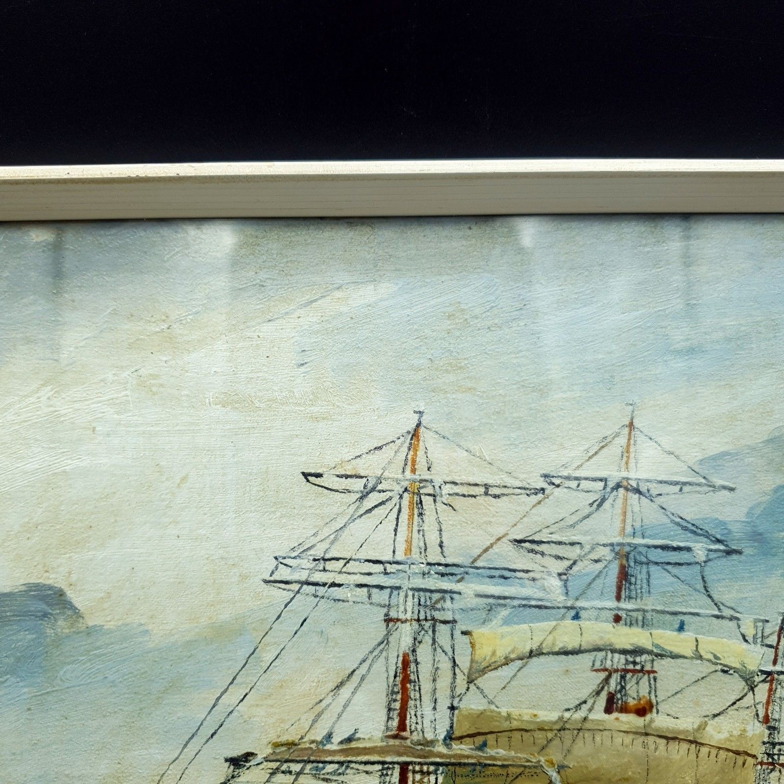 Captain George Young Signed Oil Painting Middlesex C1930s Clan Line Ship W35x27c photo Art