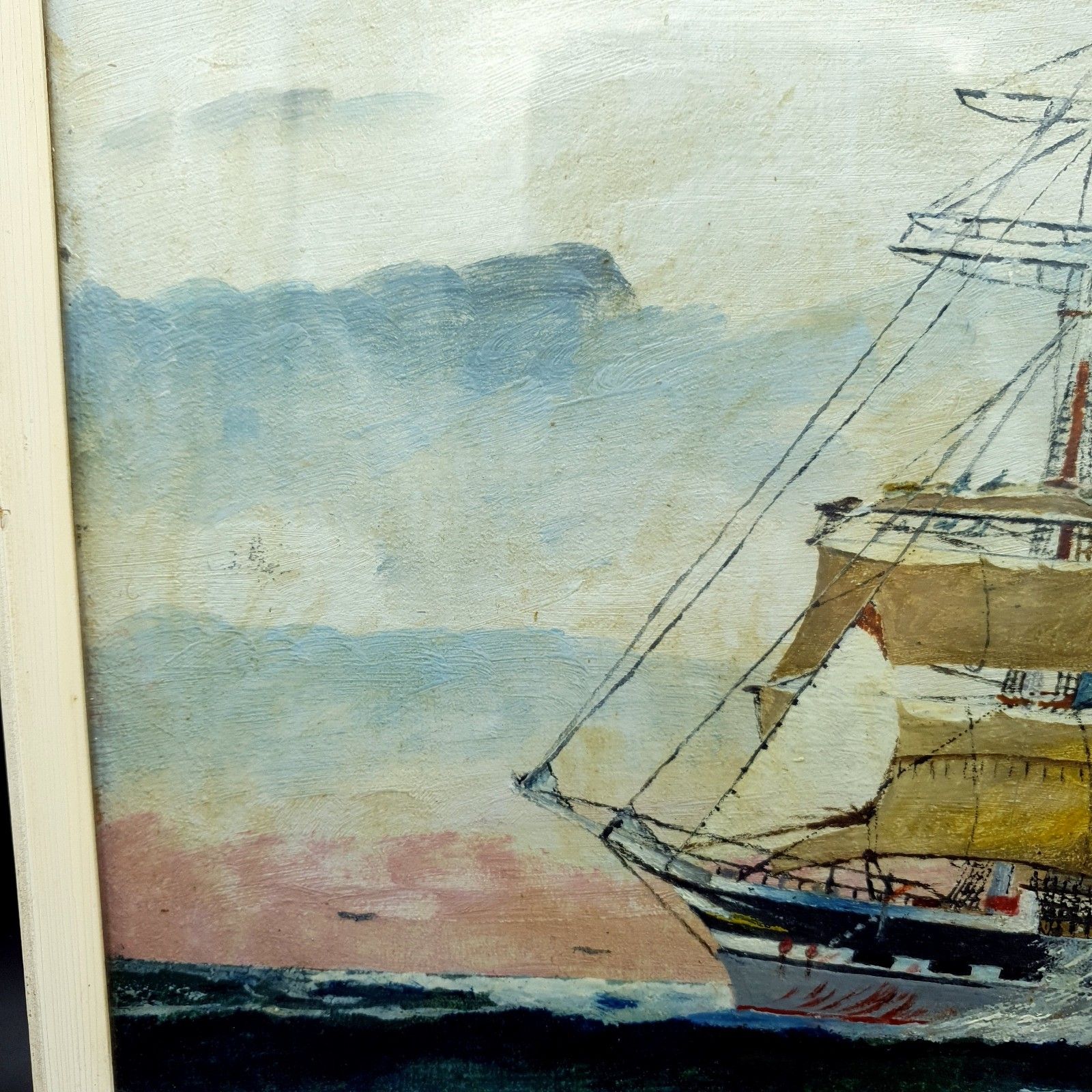 Captain George Young Signed Oil Painting Middlesex C1930s Clan Line Ship W35x27c photo vinterior