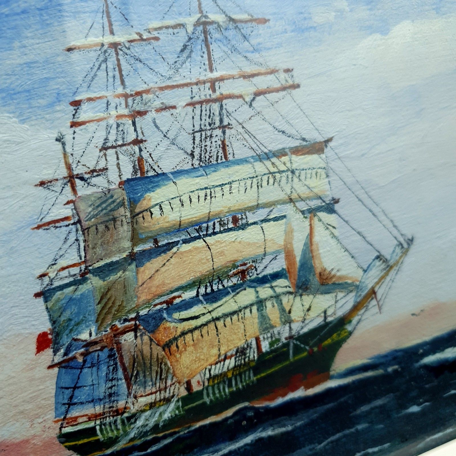 photo vinterior Captain George Young Signed Oil Painting Aristides C1930s Clan Line W31.5x20.2cm