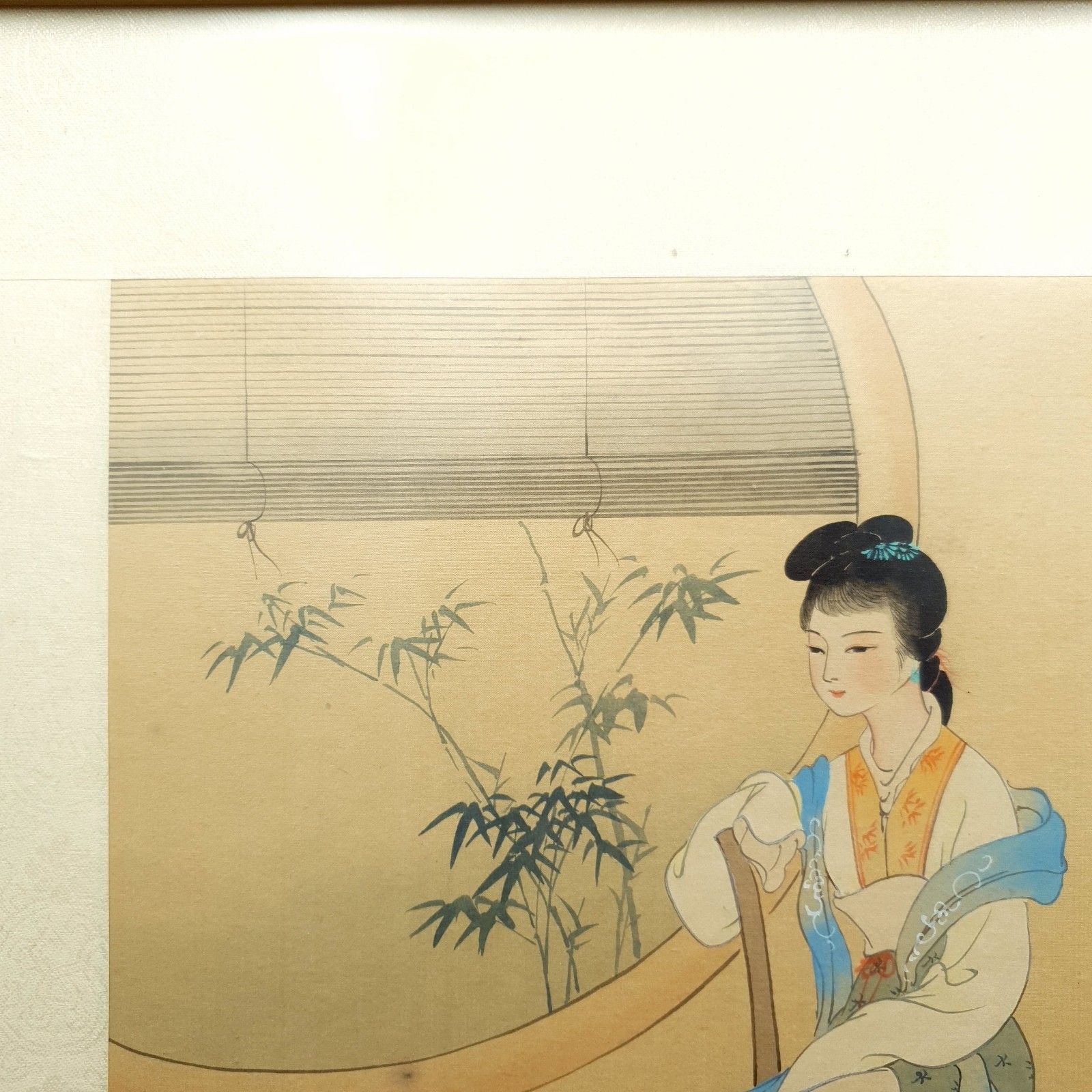 Chinese Silk Hand Painted Wuchen September 1928? Bo Yu? Lady & Blossom Framed photo for sale