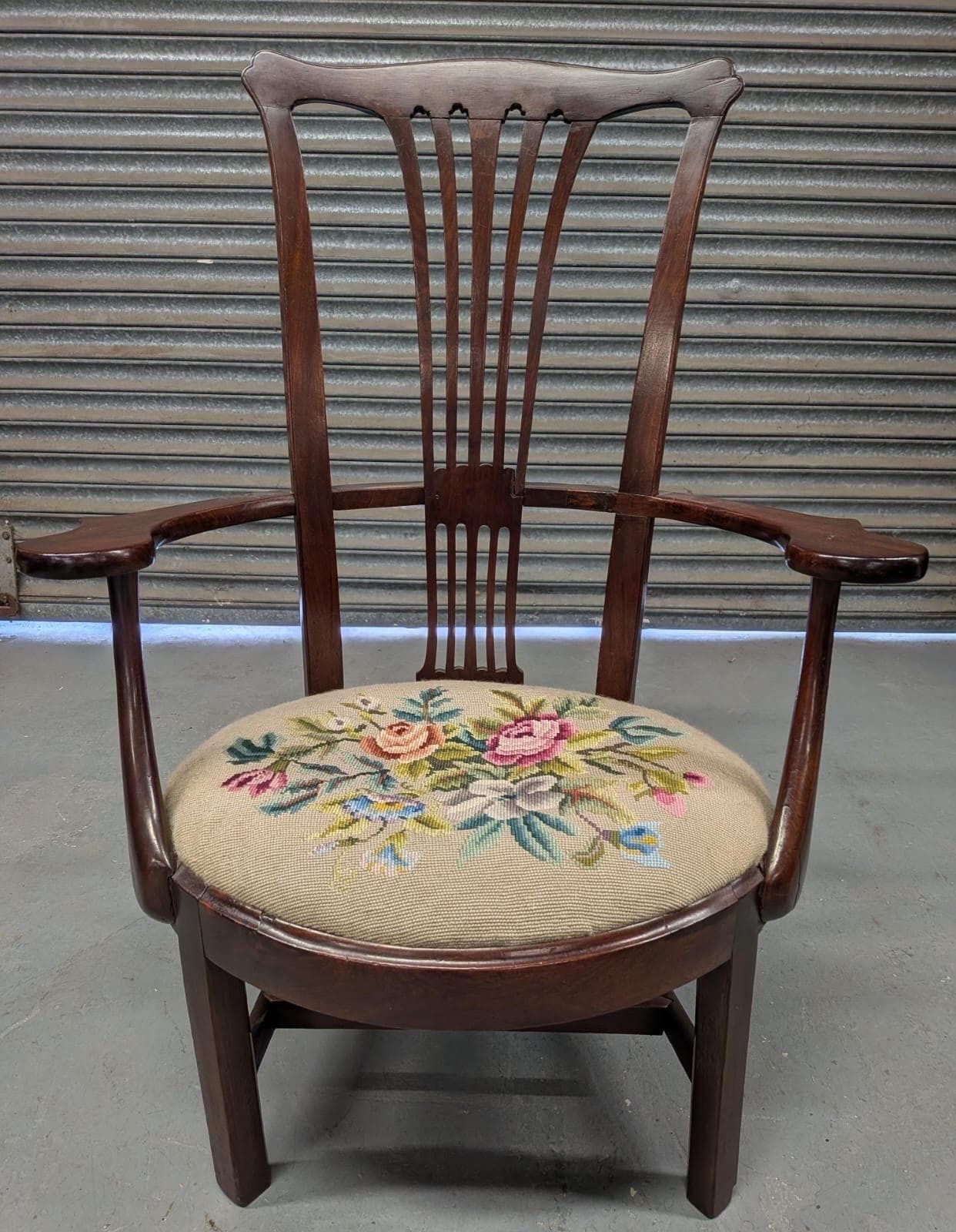 George III Mahogany Armchair With Original Tapestry Seat