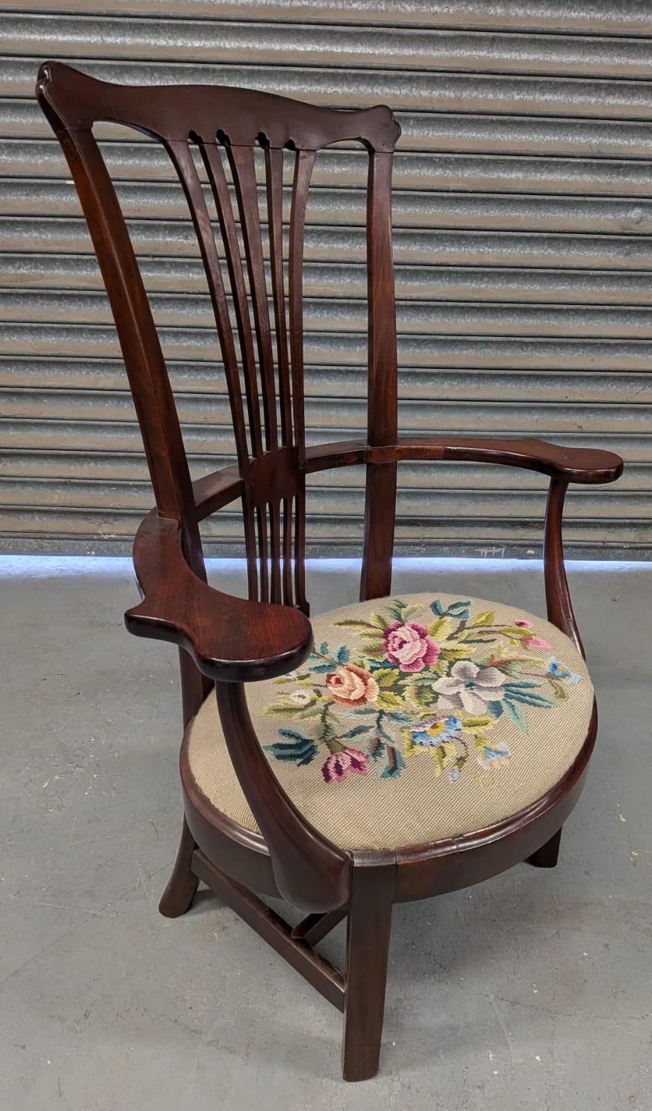 George III Mahogany Armchair With Original Tapestry Seat photo furniture