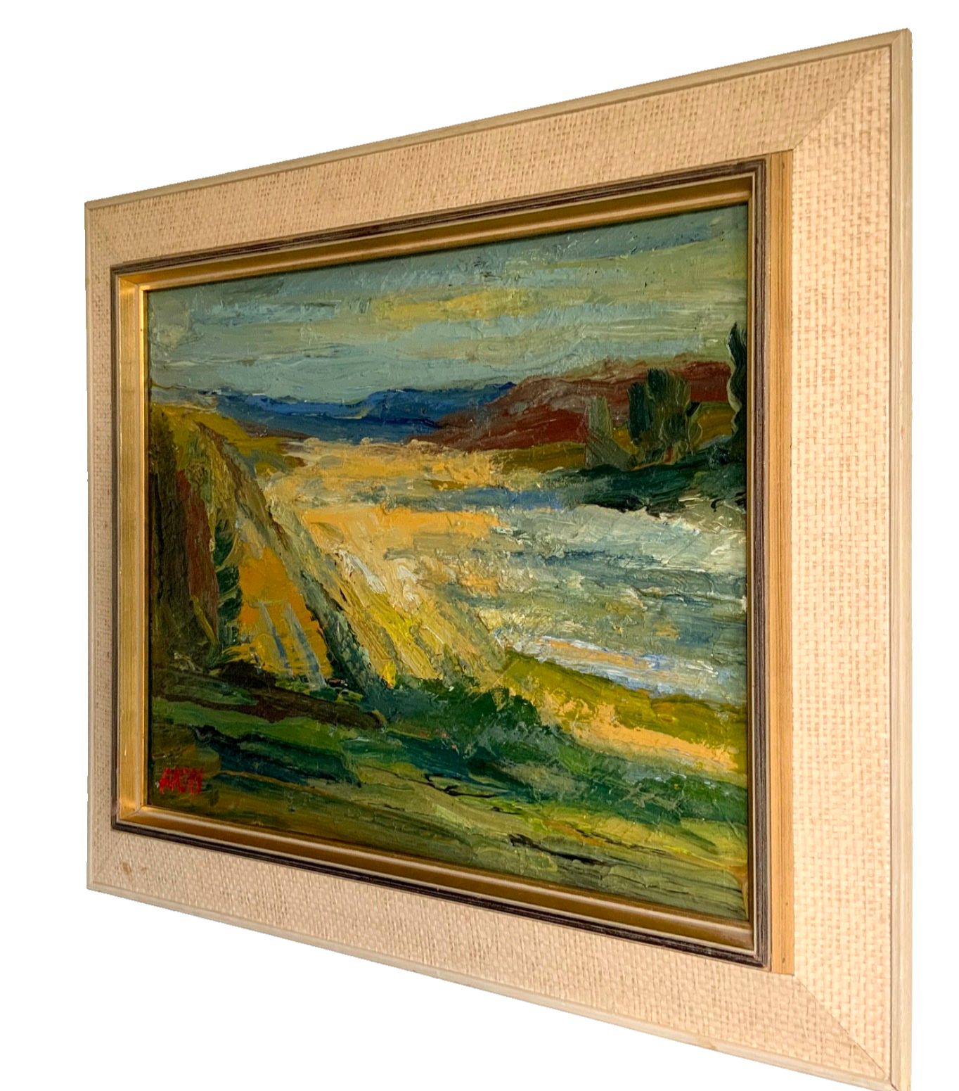 Vintage Swedish School Modernist Oil Painting, “Autumn Landscape” By Aksel 1960s photo 451.0