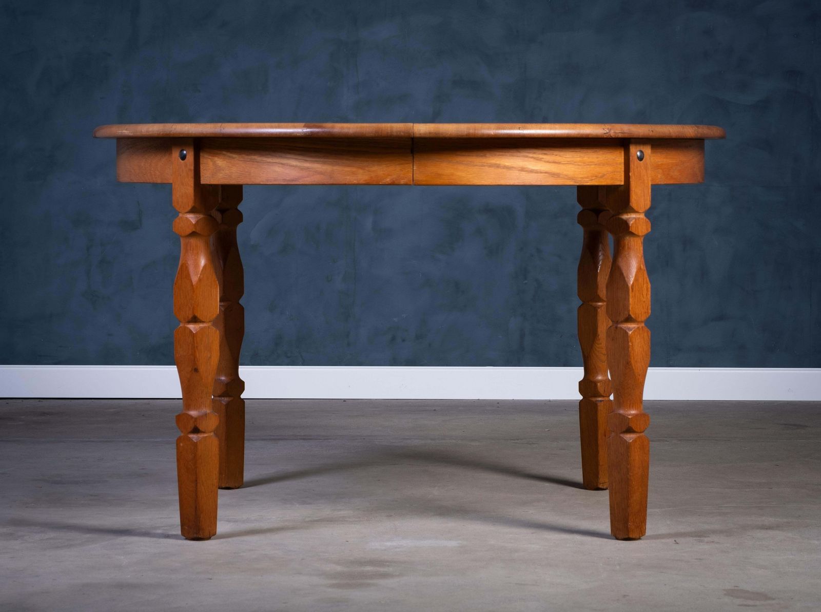 Brutalist Solid Oak Dining Table By Henning Kjærnulf, 1970s photo Furniture